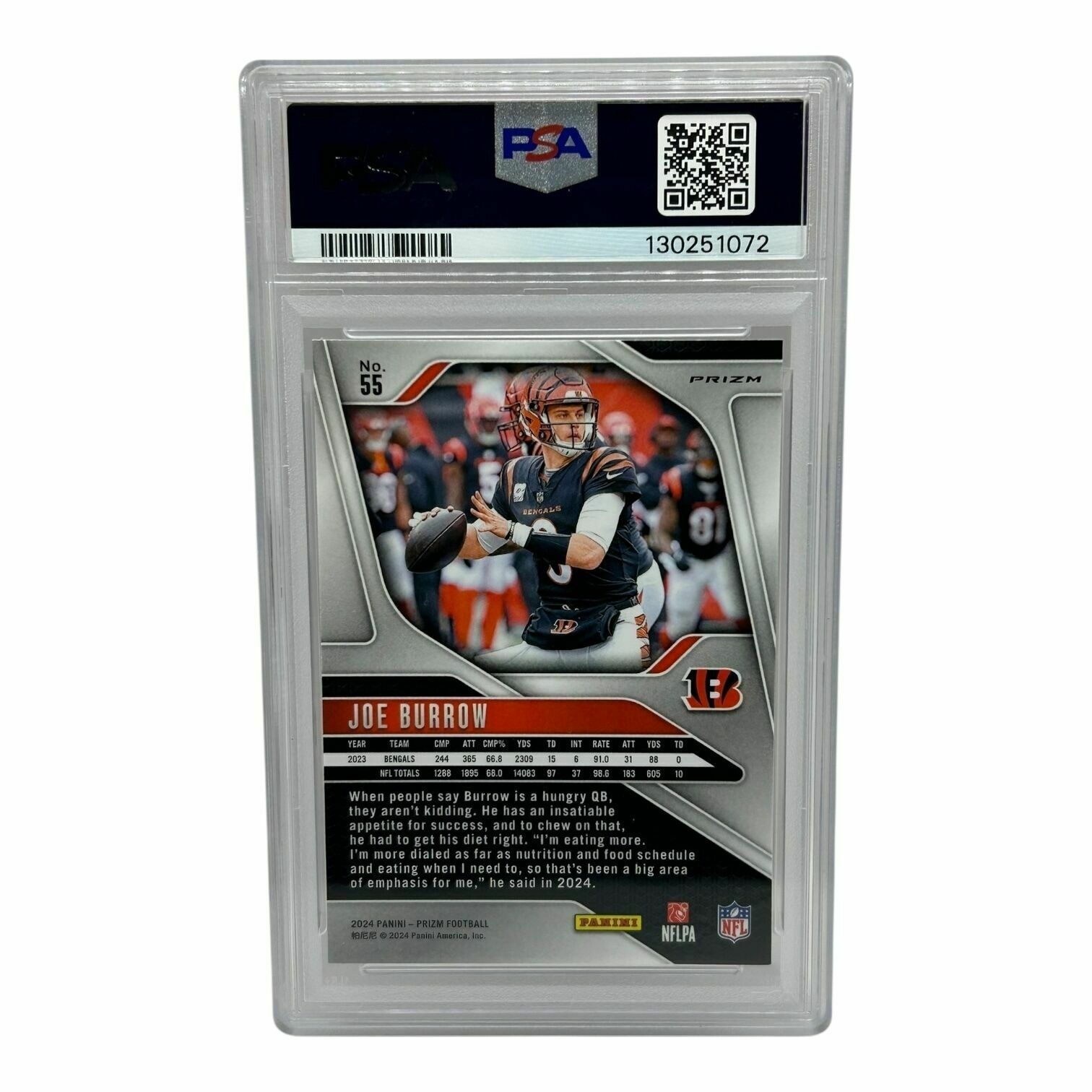 Joe Burrow 2024 Panini Prizm Football Black & Red Checker Super Short Print (SSP) Trading Card - PSA Grade 9 Mint