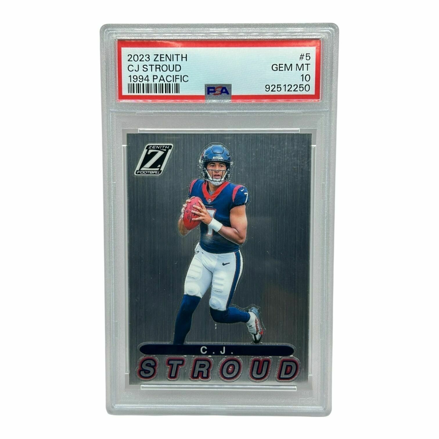 C.J. Stroud 2023 Panini Zenith Football  1994 Pacific Prizm Rookie Trading Card - PSA Grade 10 Gem Mint