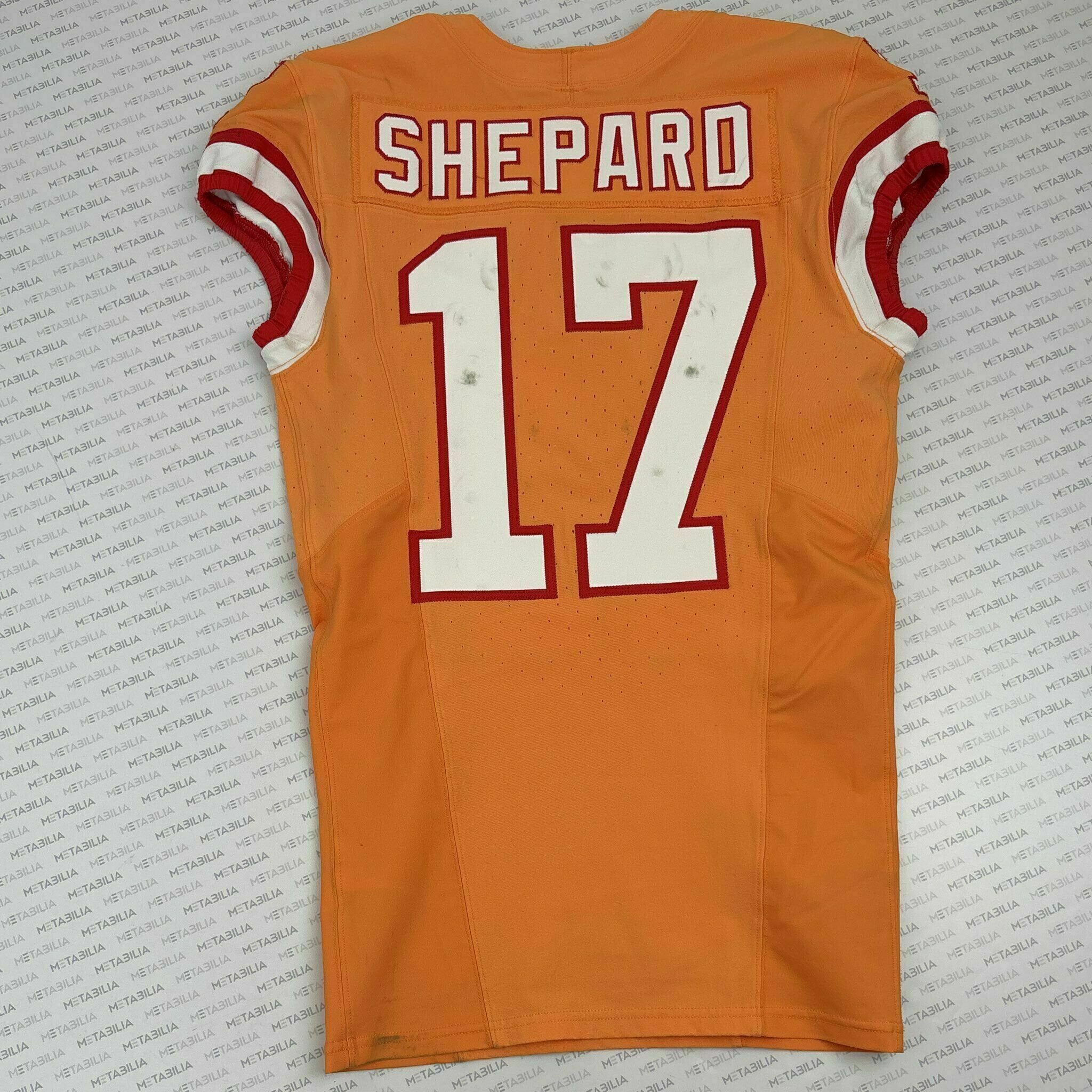#17 Sterling Shepard Creamsicle Game-Worn Jersey vs Falcons