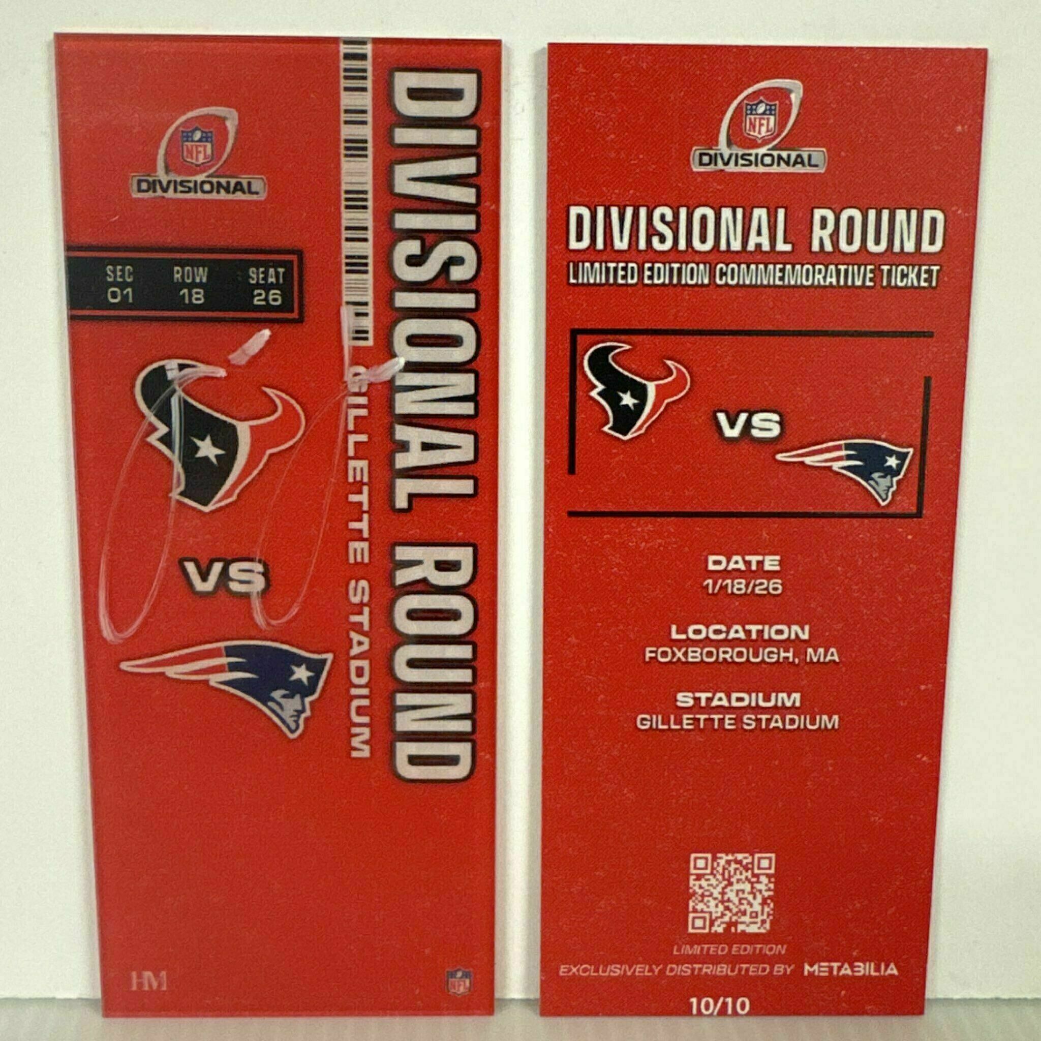 Jawhar Jordan signed Commemorative Ticket - Divisional vs Patriots
