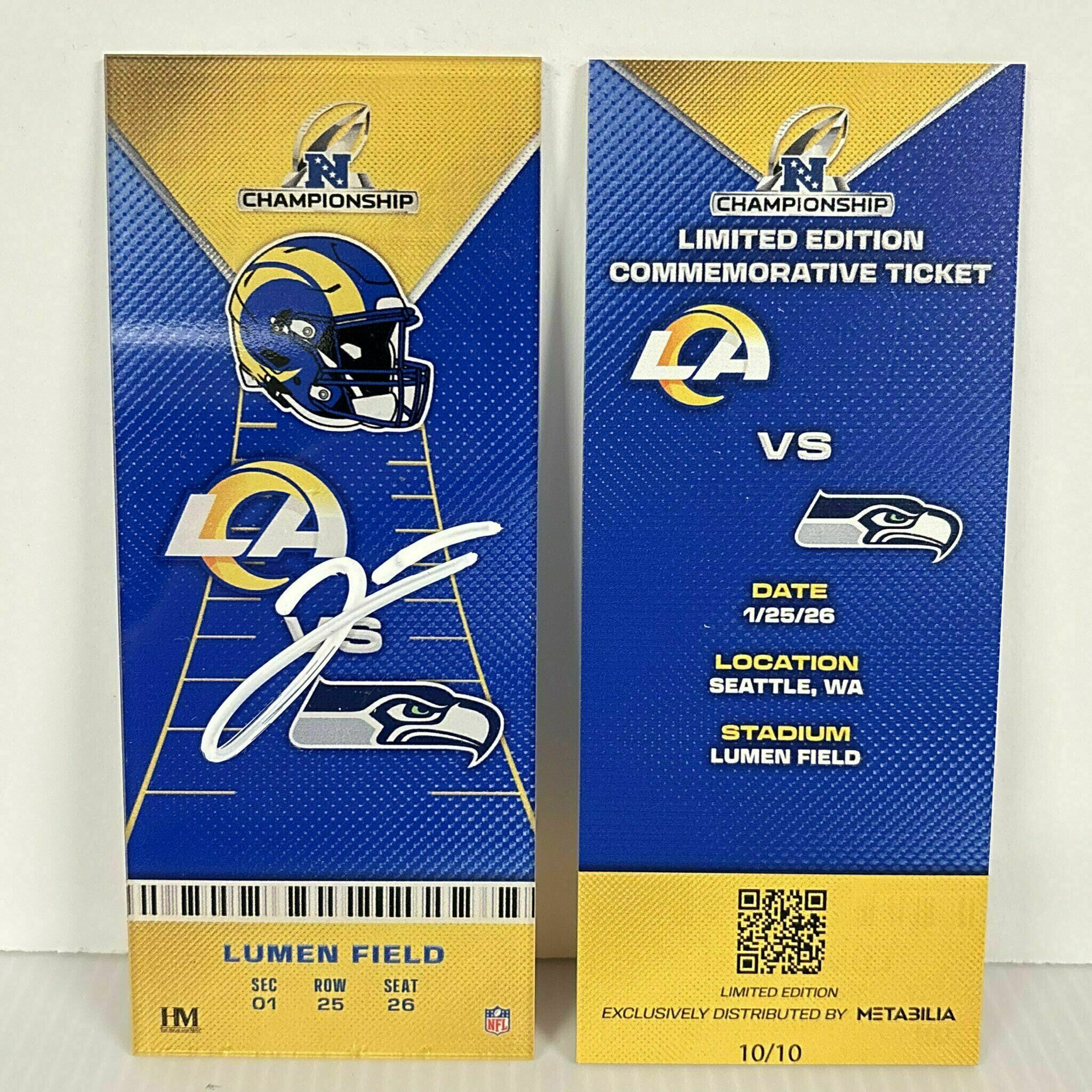 JARED VERSE signed Commemorative Ticket - NFC Championship vs Seahawks
