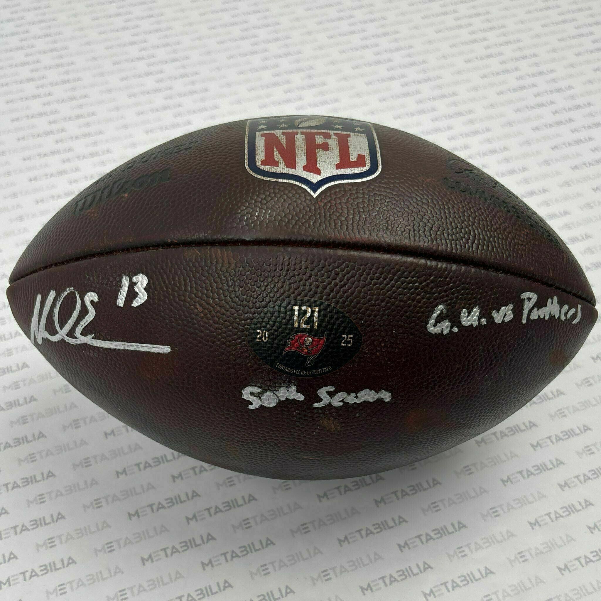 #13 Mike Evans Signed & Inscribed Game-Used Ball #121 vs Panthers