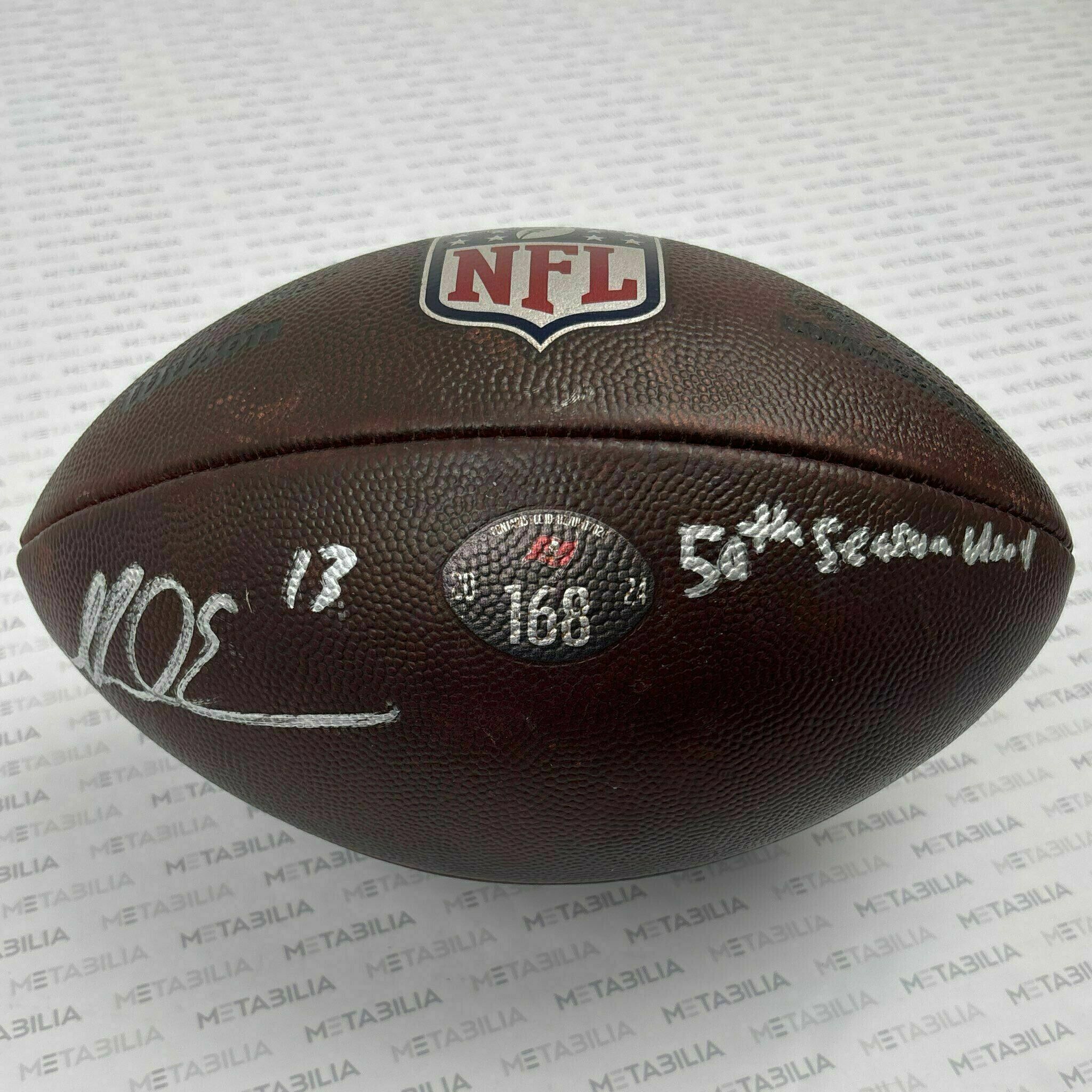 #13 Mike Evans Signed & Inscribed Season-Used Ball #168 2025 Season