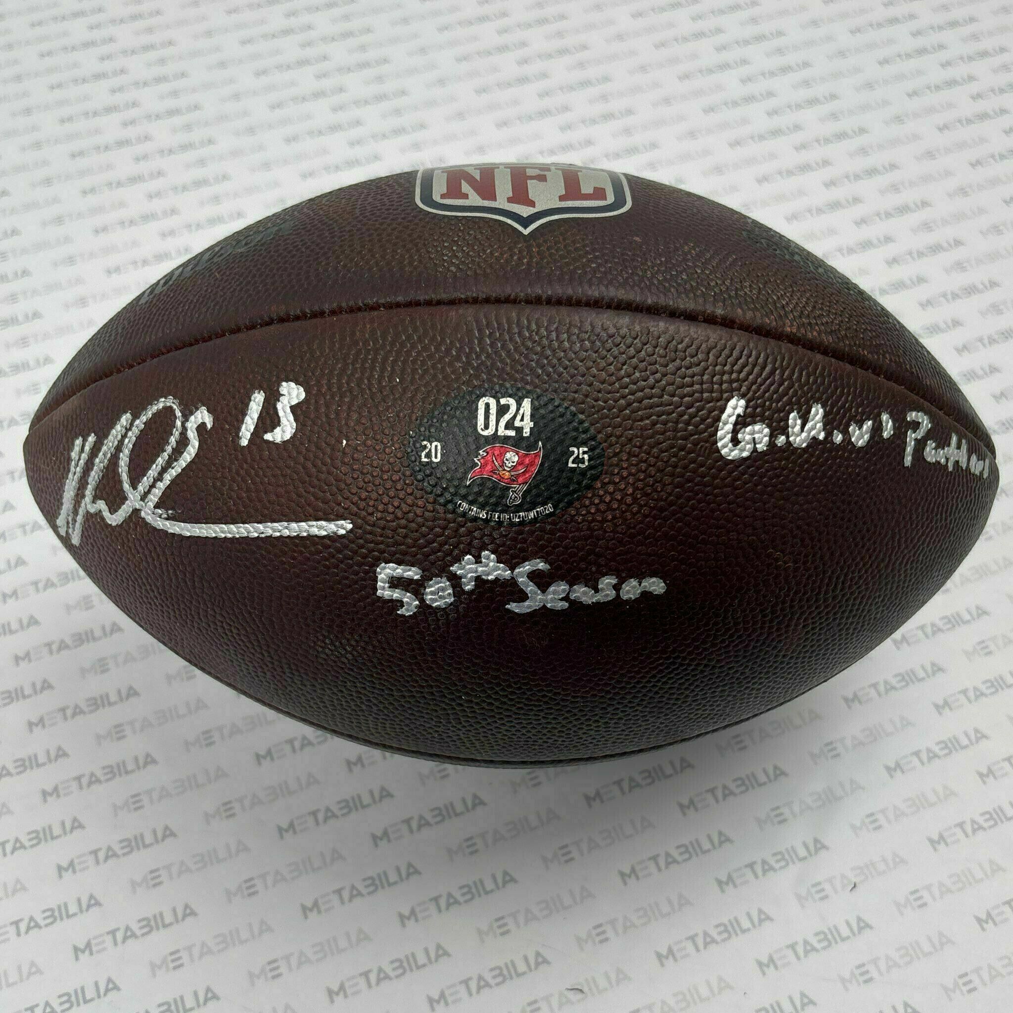 #13 Mike Evans Signed & Inscribed Game-Used Ball #024 vs Panthers