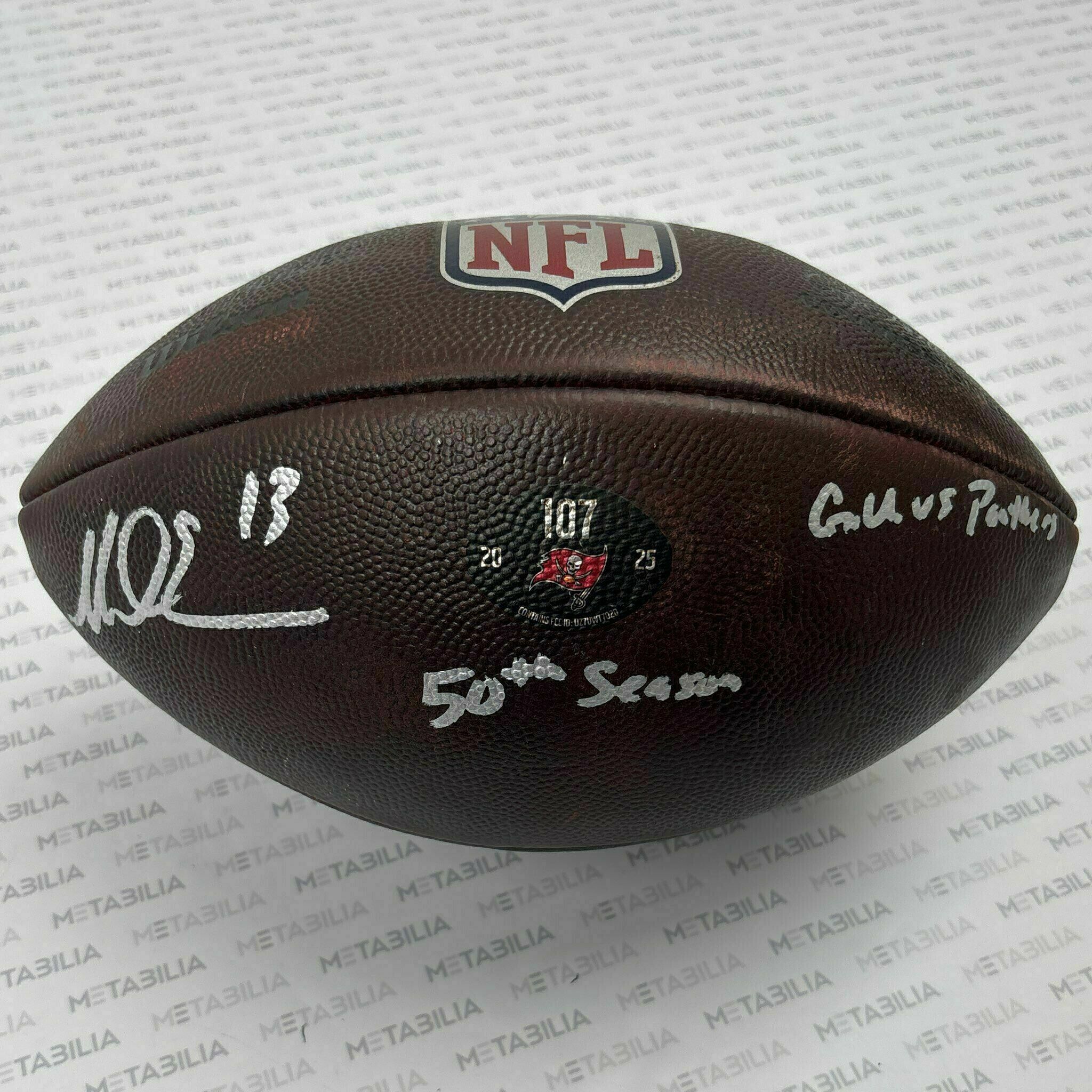 #13 Mike Evans Signed & Inscribed Game-Used Ball #107 vs Panthers
