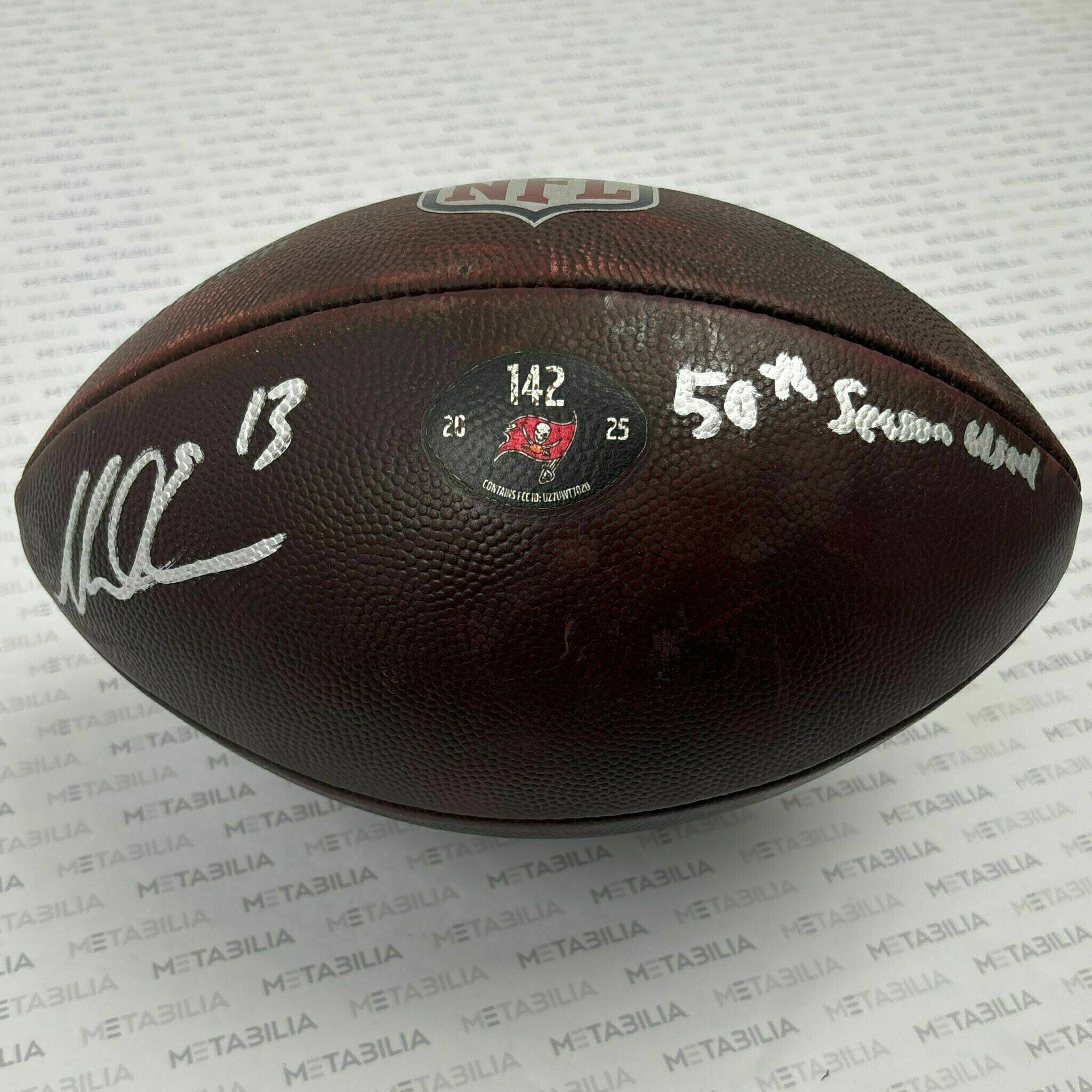 #13 Mike Evans Signed & Inscribed Season-Used Ball #142 2025 Season