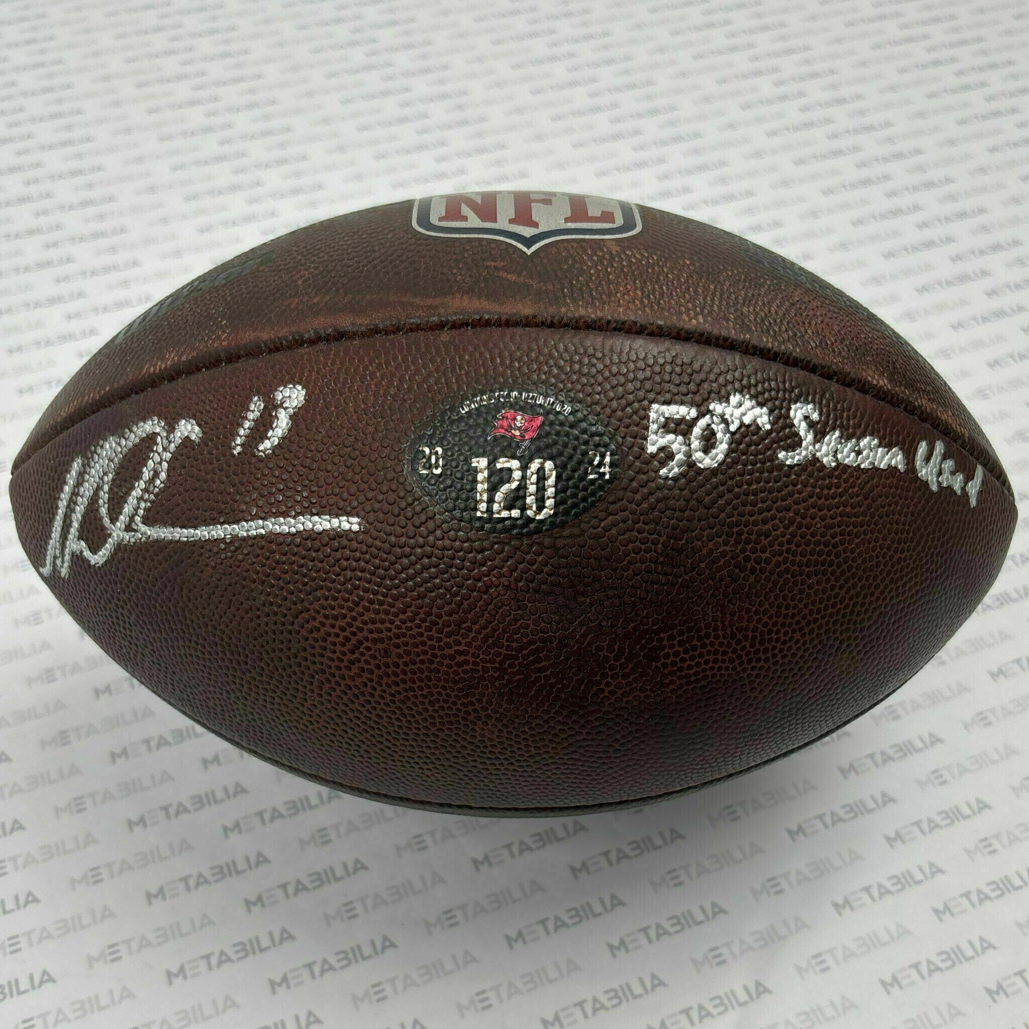 #13 Mike Evans Signed & Inscribed Practice-Used Ball #120 2025 Season