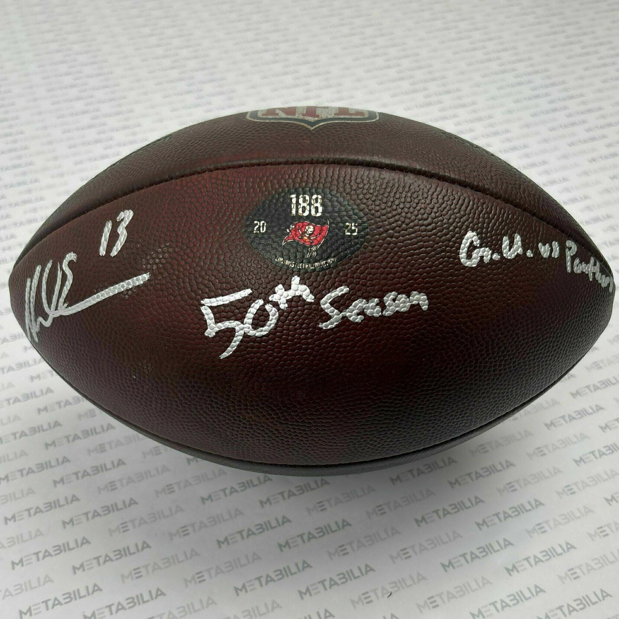 #13 Mike Evans Signed & Inscribed Game-Used Ball #188 vs Panthers