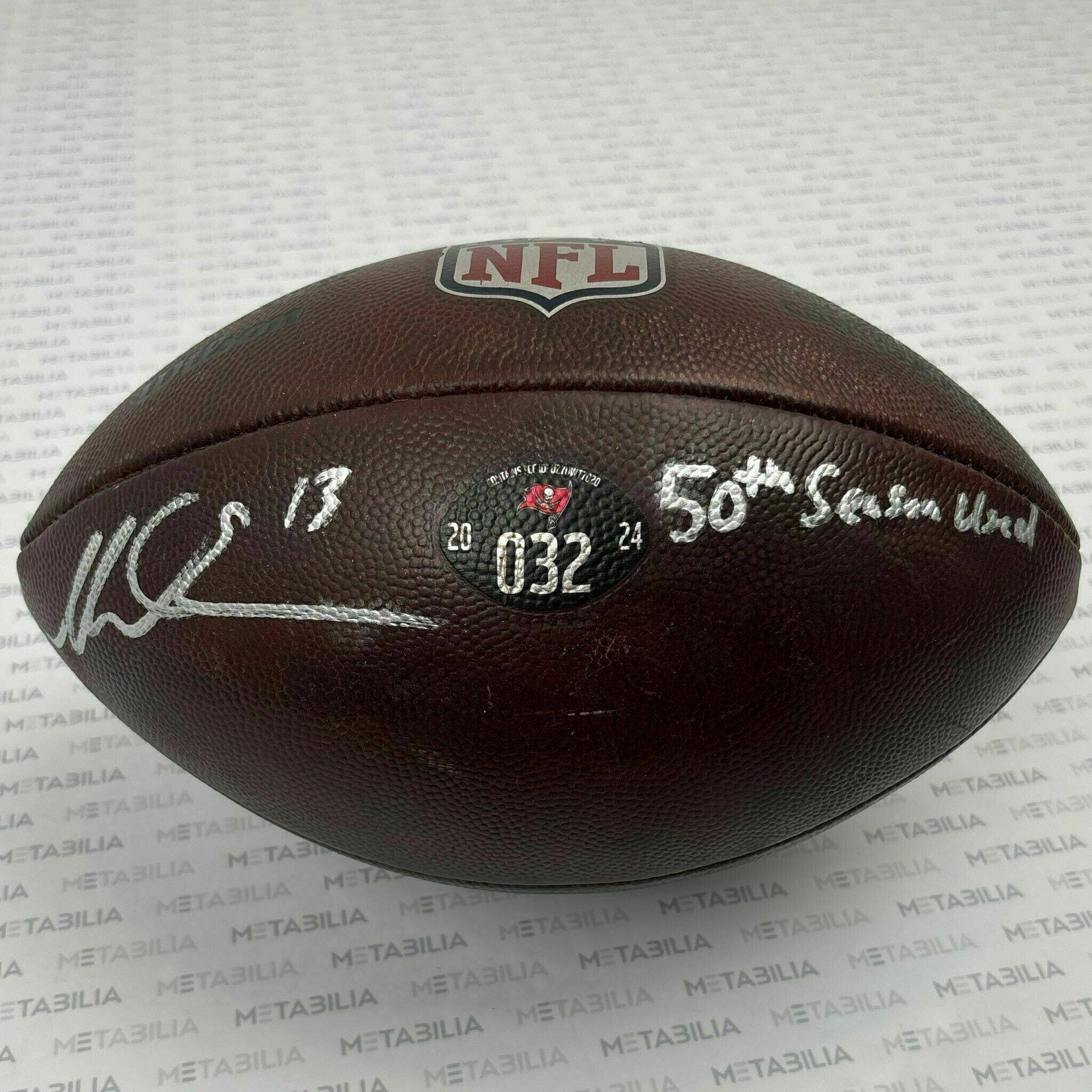 #13 Mike Evans Signed & Inscribed 2025-2026 Season-Used Ball #032