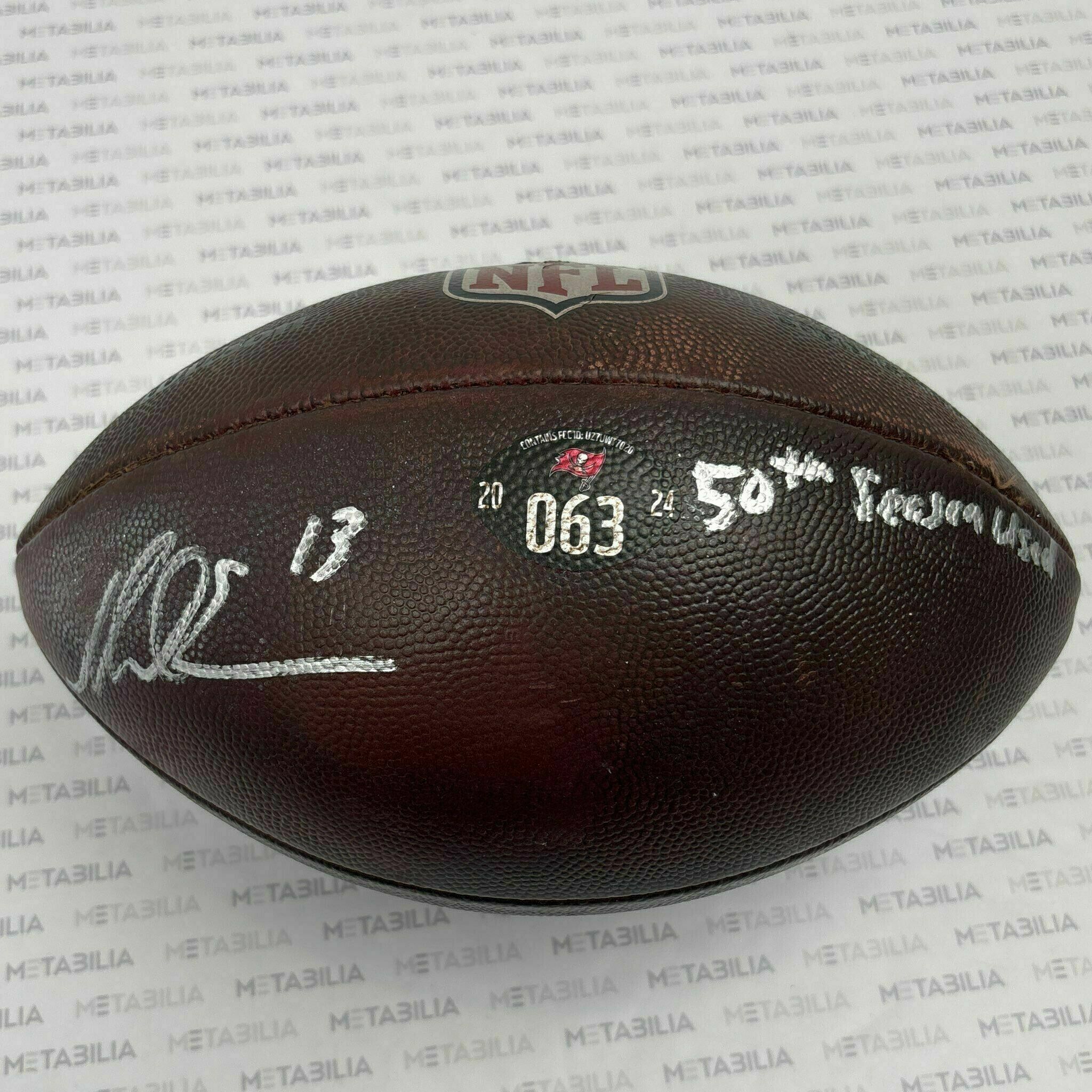 #13 Mike Evans Signed & Inscribed 2025-2026 Practice-Used Ball #063