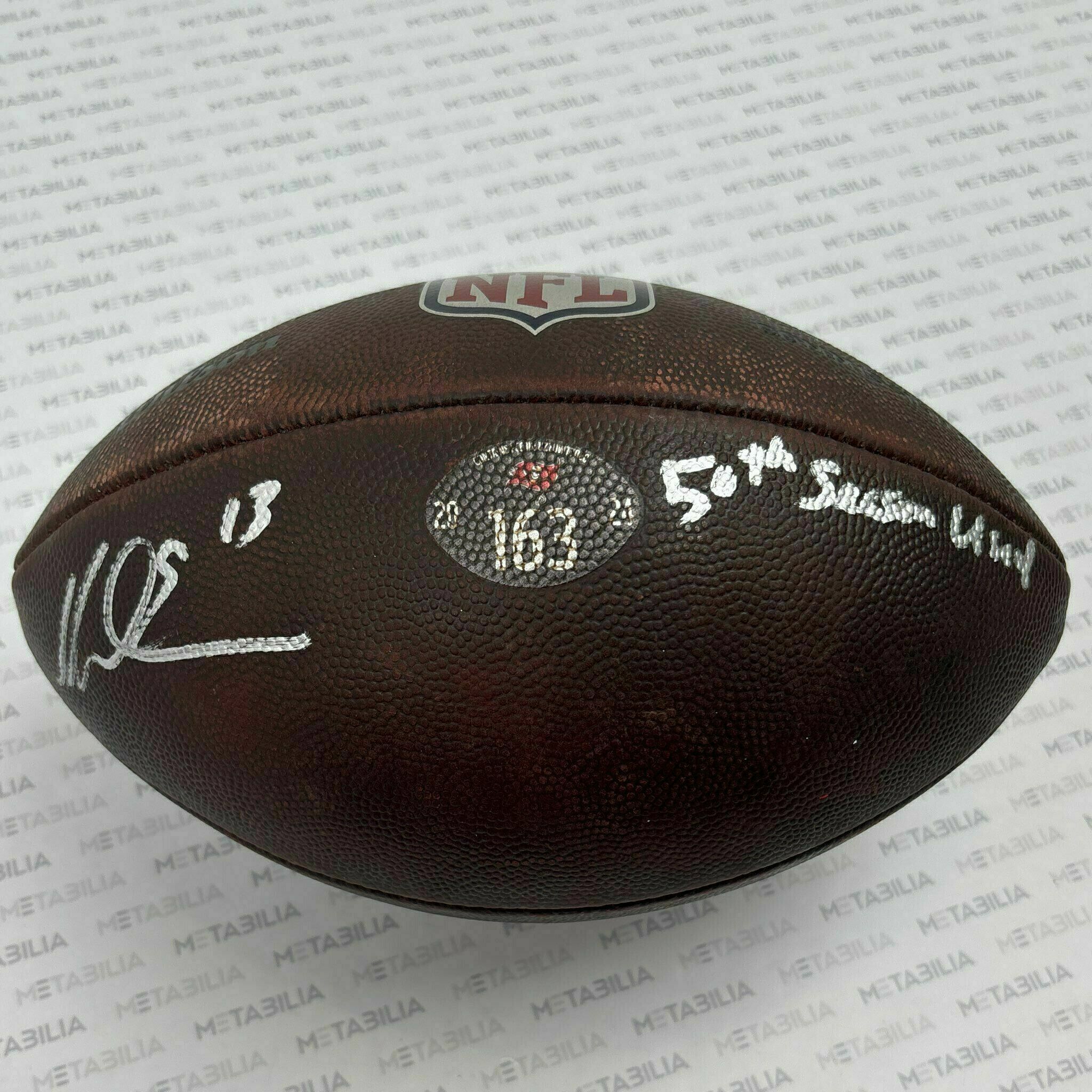 #13 Mike Evans Signed & Inscribed Practice-Used Ball #163 2025 Season