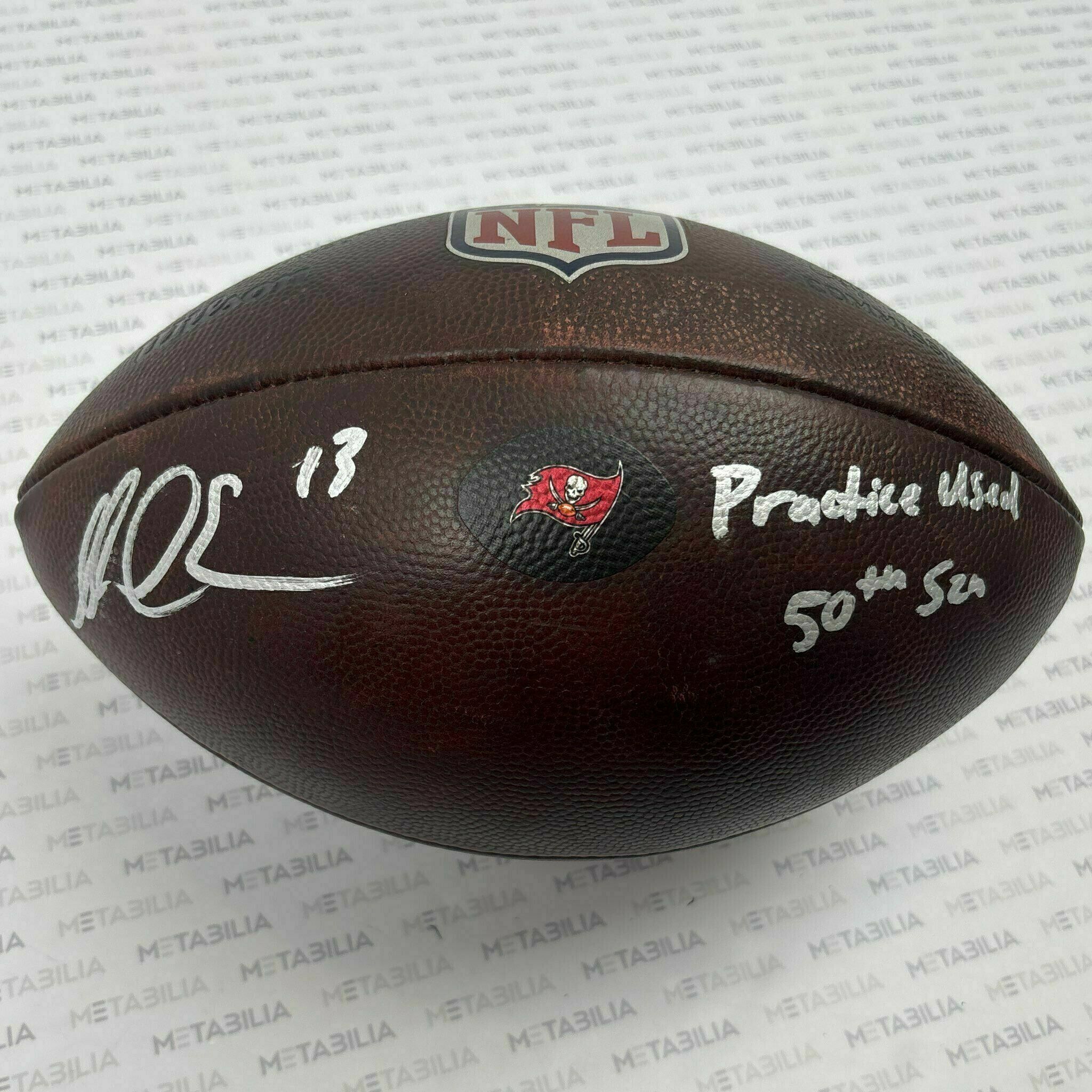 #13 Mike Evans Signed & Inscribed Practice-Used Ball 2025 Season