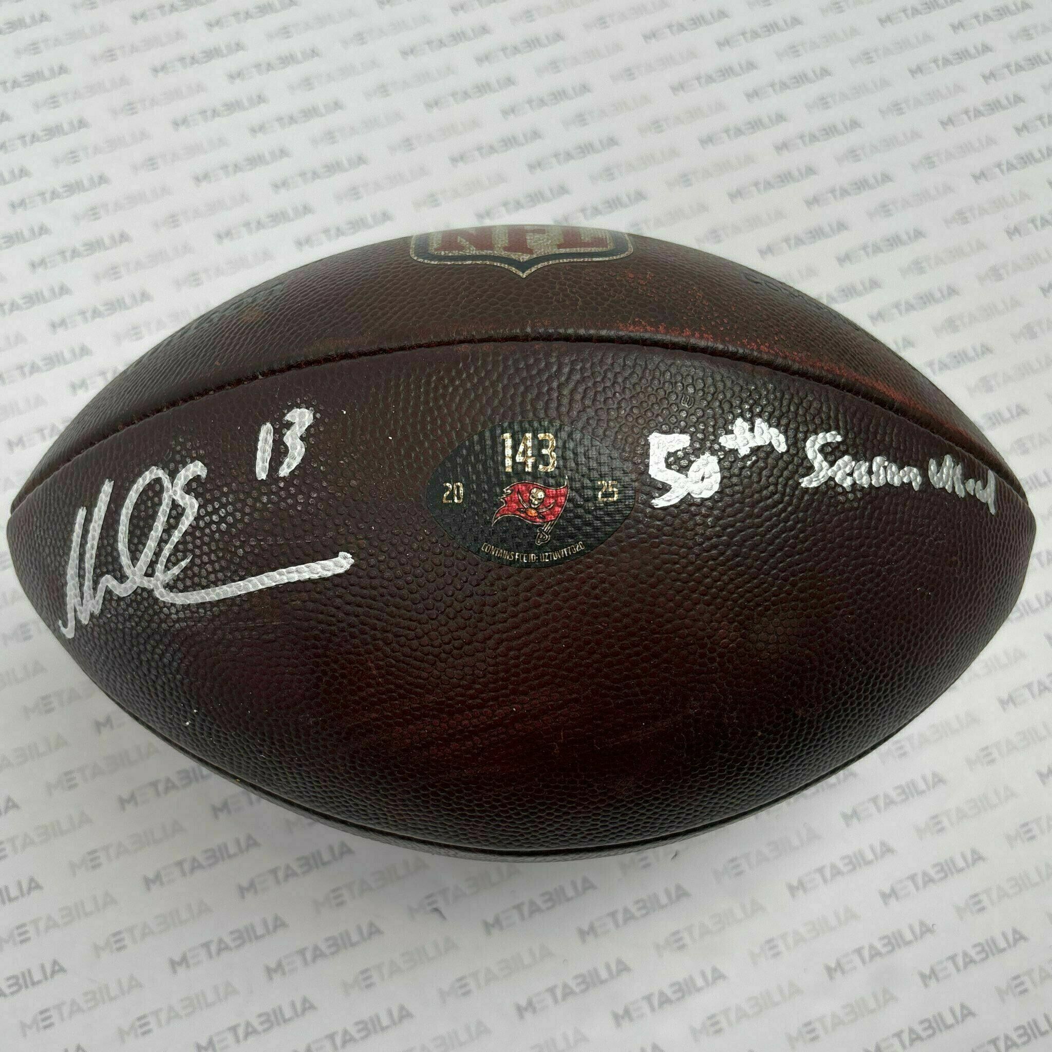#13 Mike Evans Signed & Inscribed 2025-2026 Season-Used Ball #143
