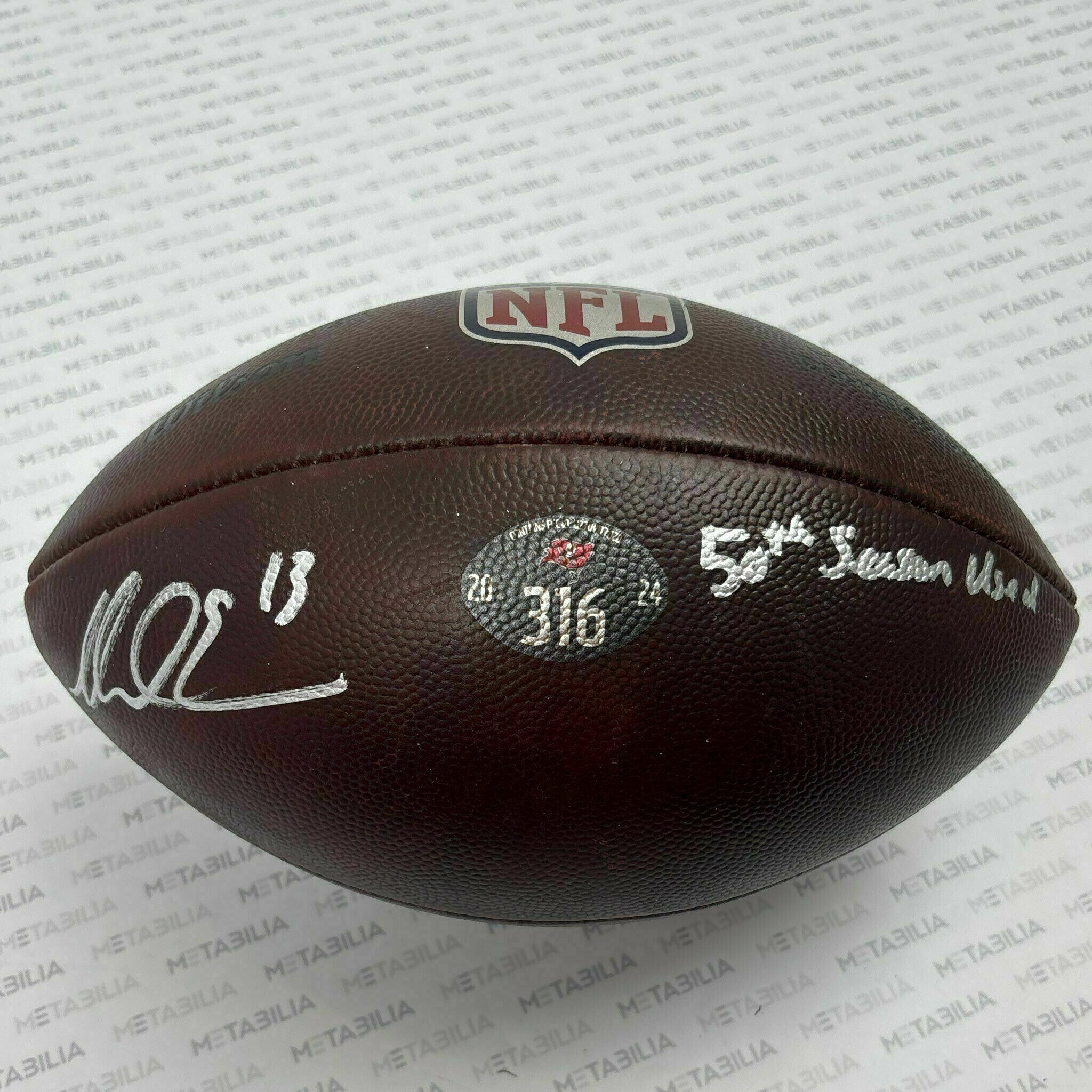 #13 Mike Evans Signed & Inscribed 2025-2026 Season-Used Ball #316