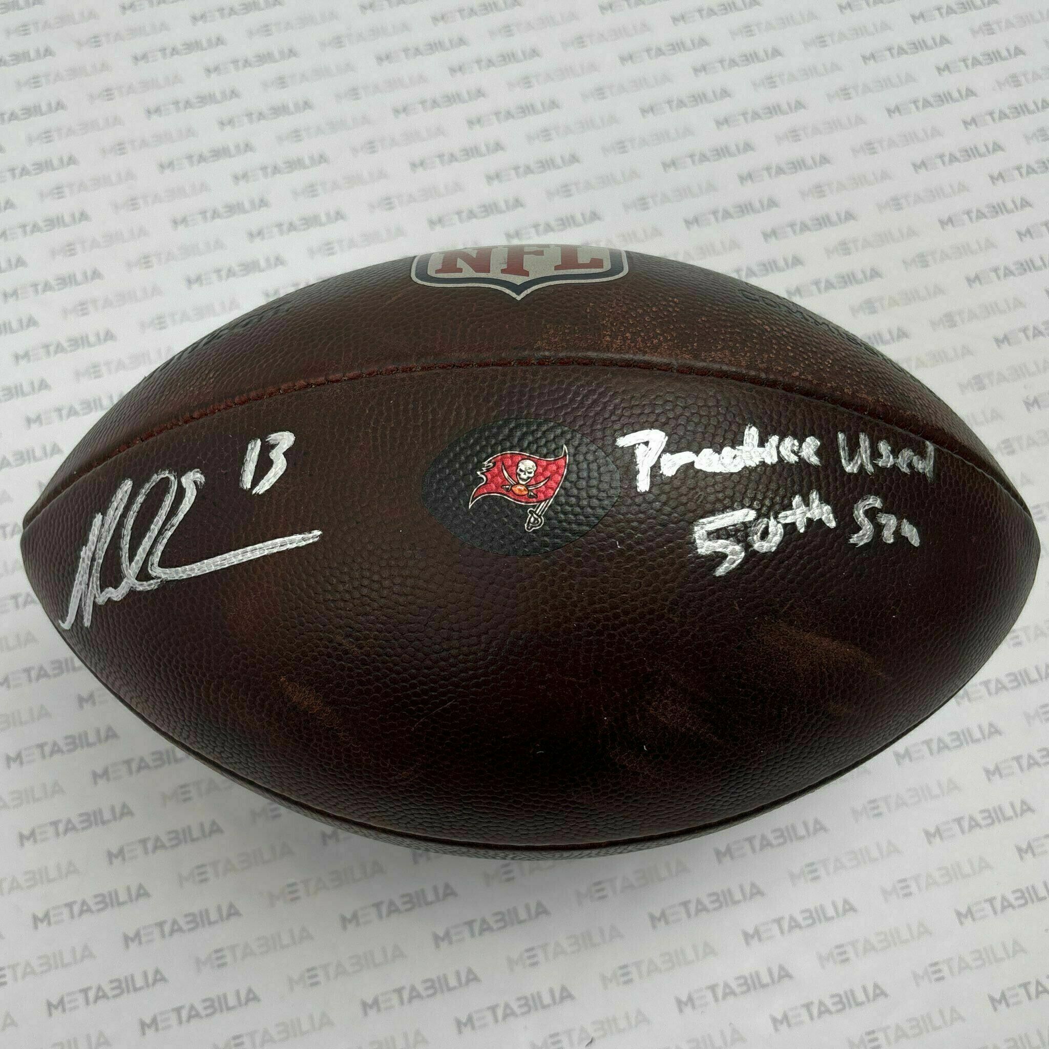 #13 Mike Evans Signed & Inscribed Practice-Used Ball 2025 Season
