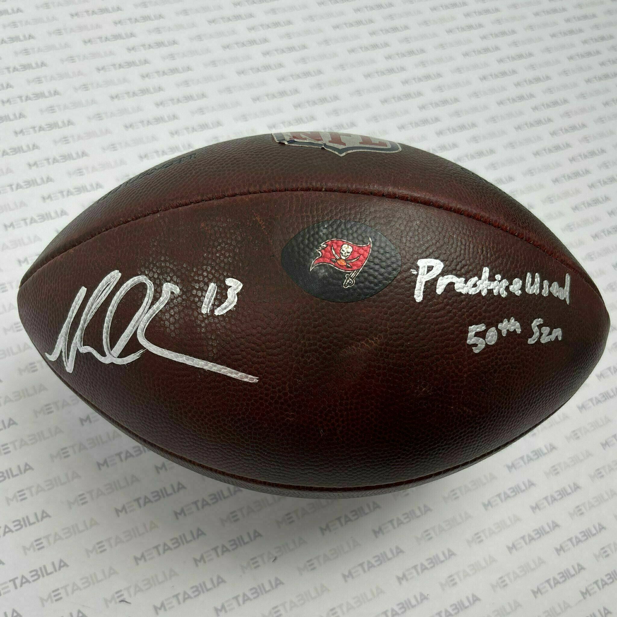 #13 Mike Evans Signed & Inscribed Practice-Used Ball 2025 Season