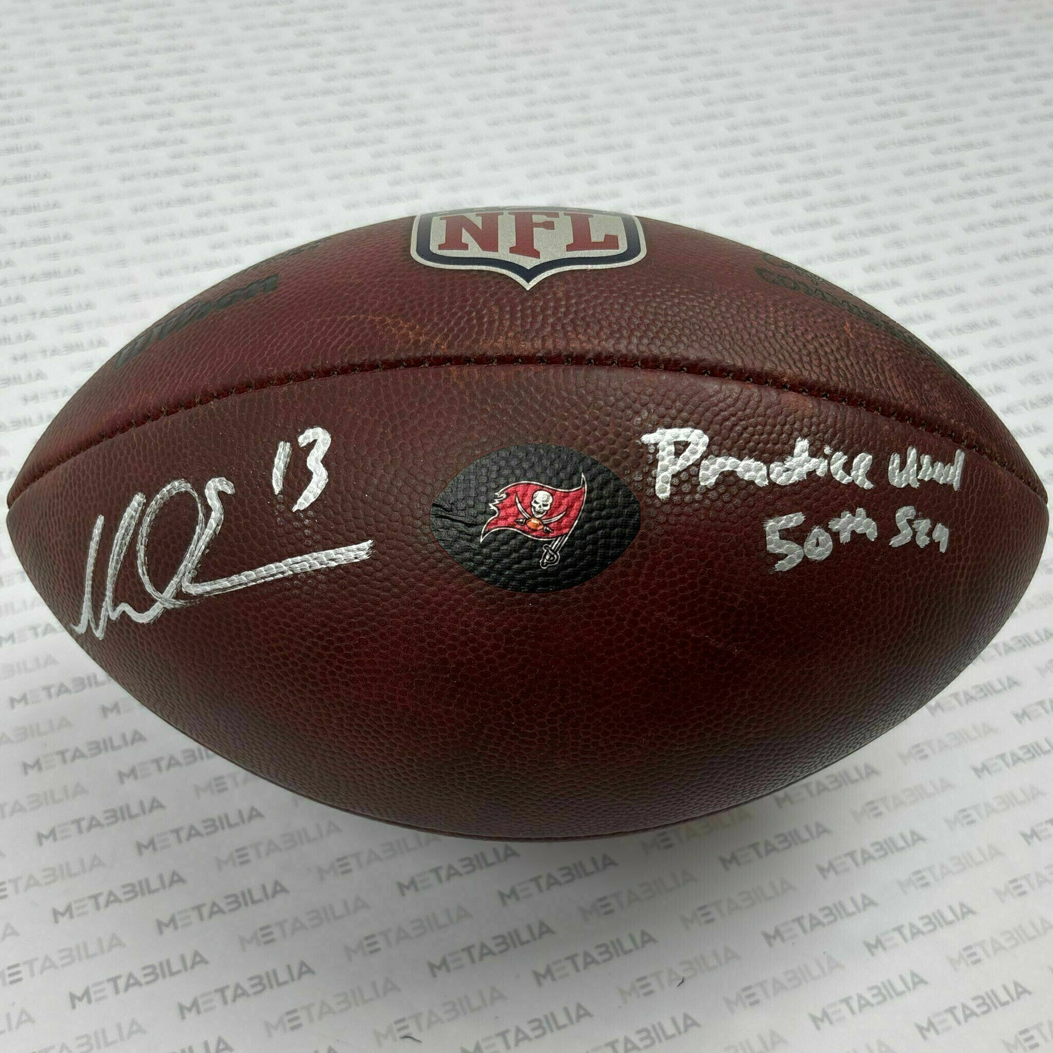 #13 Mike Evans Signed & Inscribed Practice-Used Ball 2025 Season