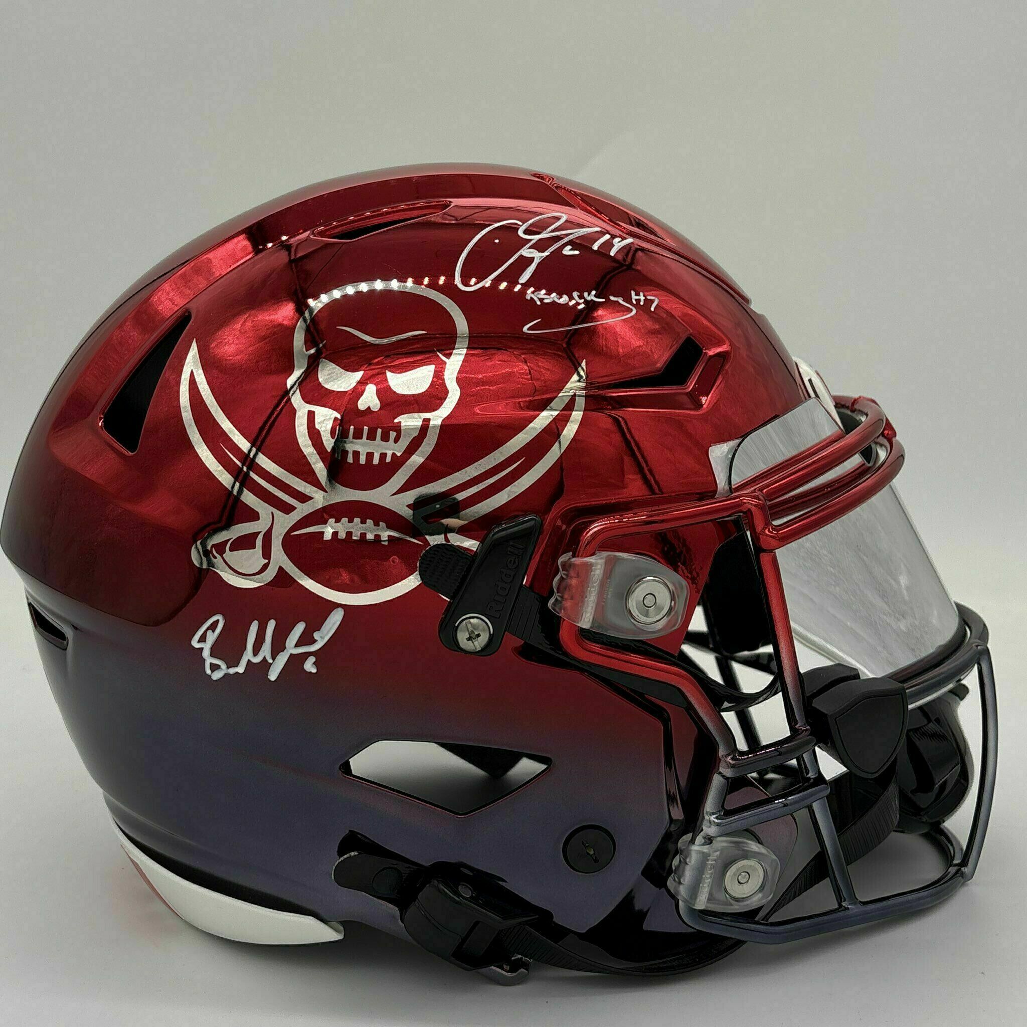 RARE - Mayfield, Godwin, Irving TRIPLE SIGNED Red and Black Chrome Fade Speedflex