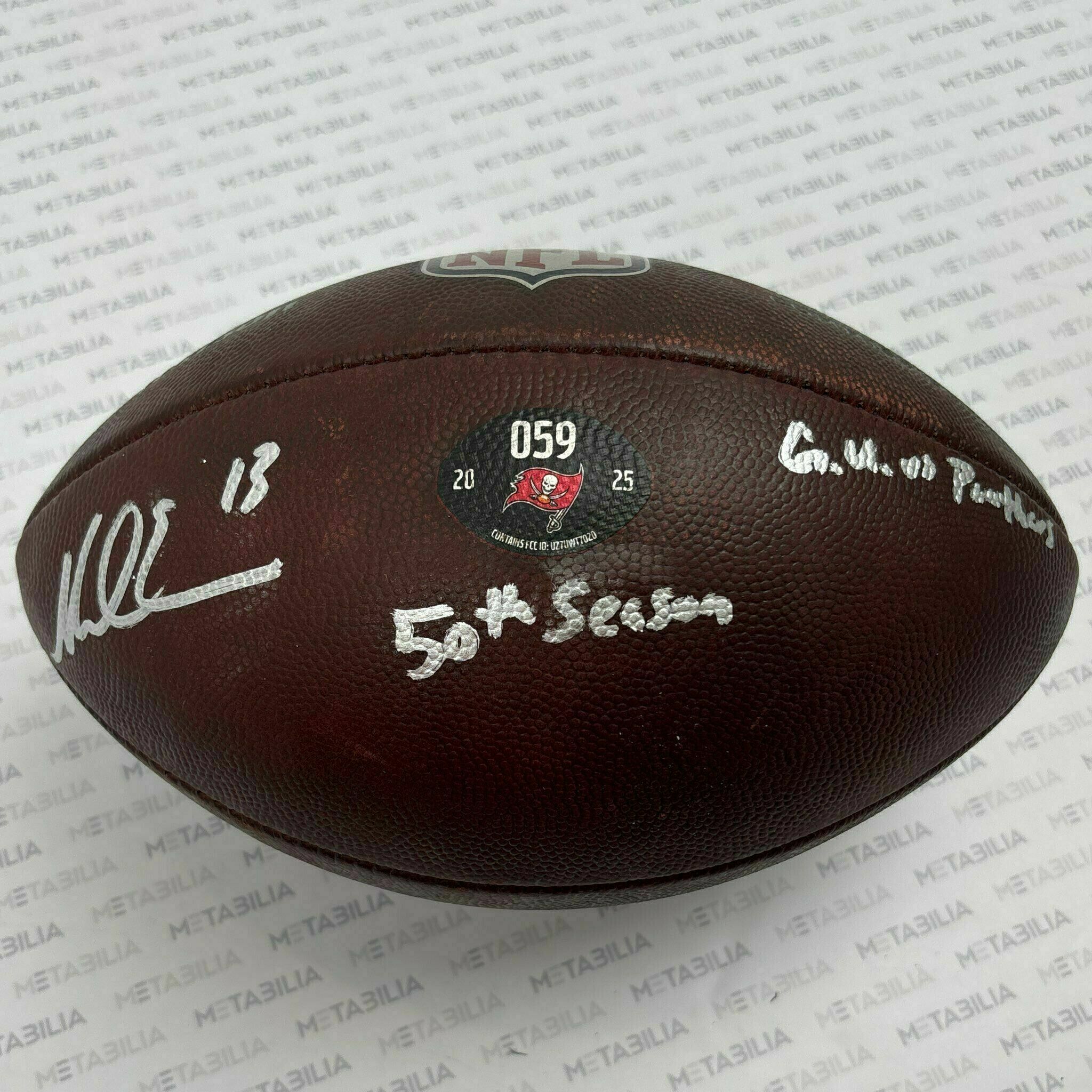 #13 Mike Evans Signed & Inscribed Game-Used Ball #059 vs Panthers