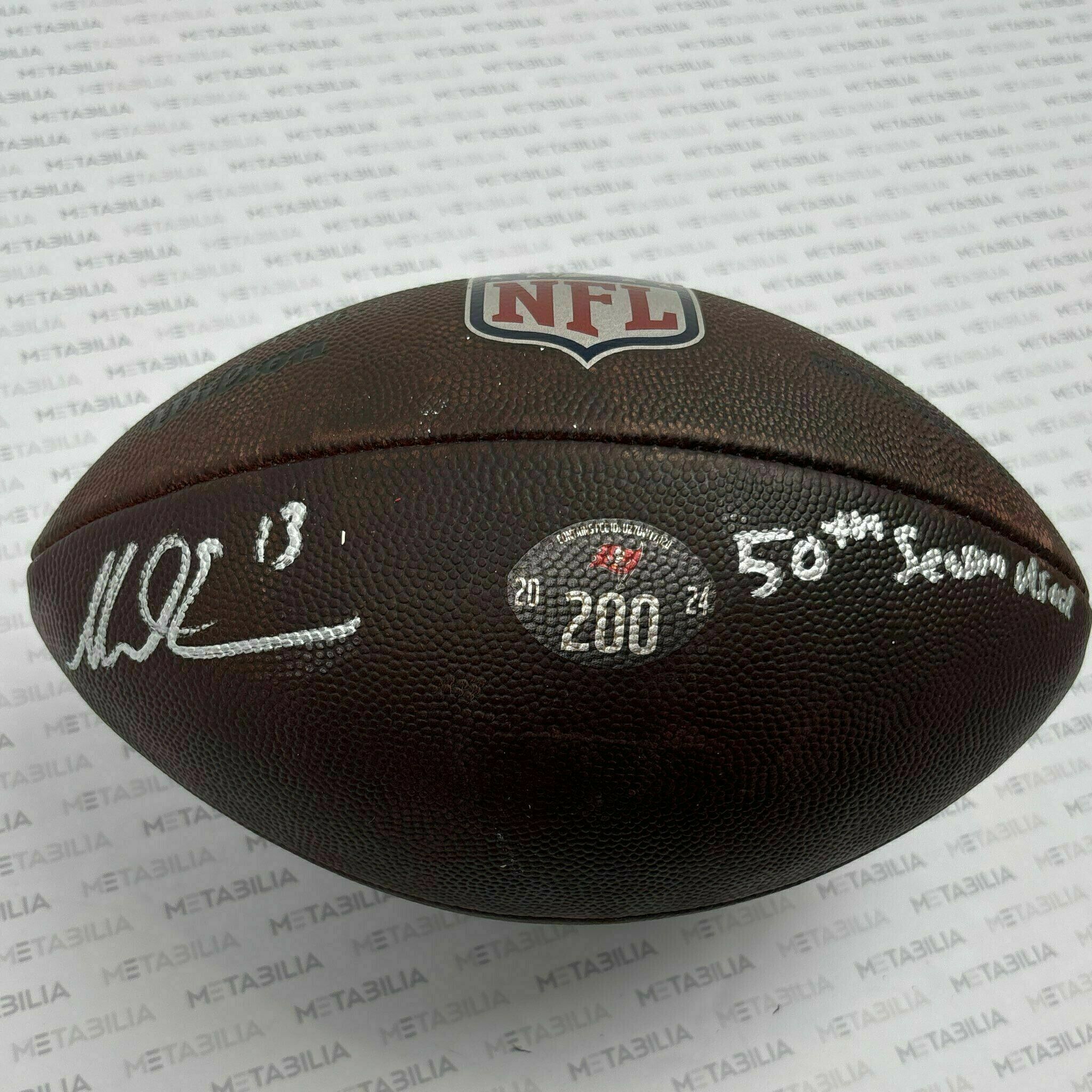 #13 Mike Evans Signed & Inscribed Season-Used Ball #200 2025 Season