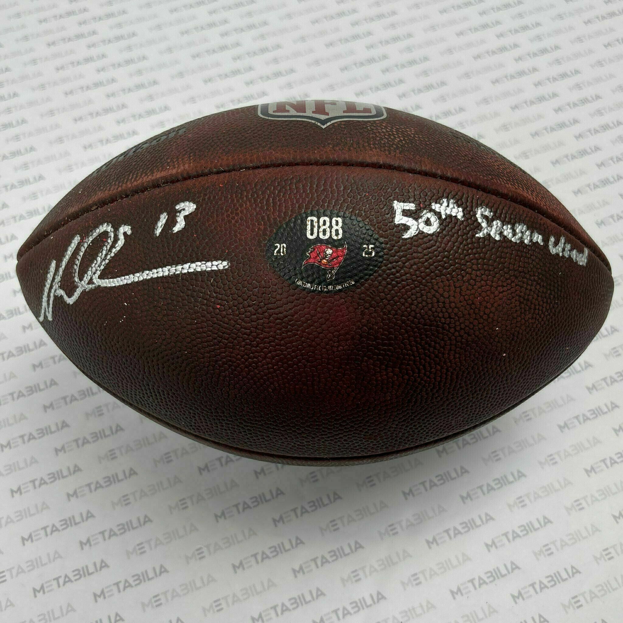 #13 Mike Evans Signed & Inscribed Practice-Used Ball #088 2025 Season