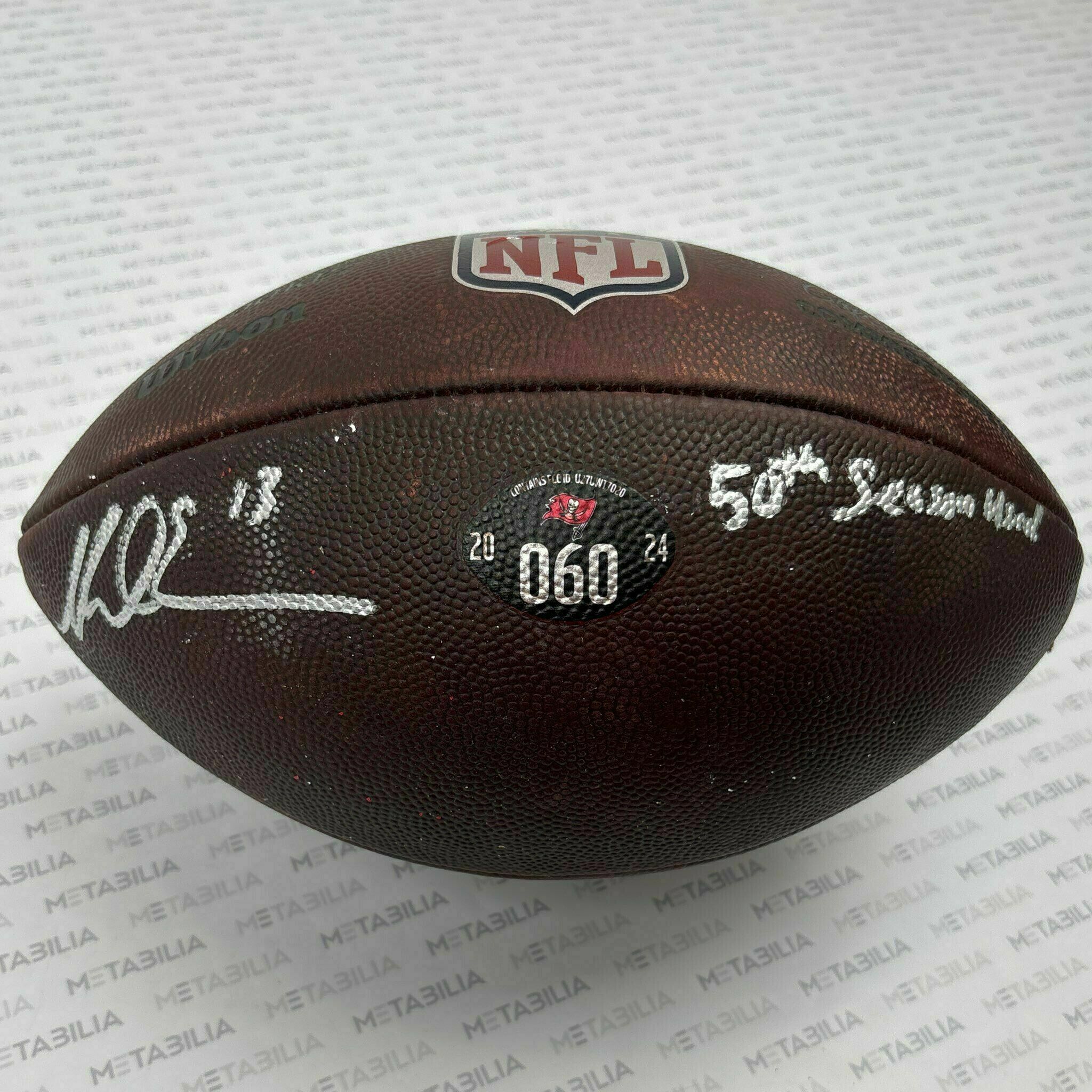 #13 Mike Evans Signed & Inscribed Practice-Used Ball #060 2025 Season