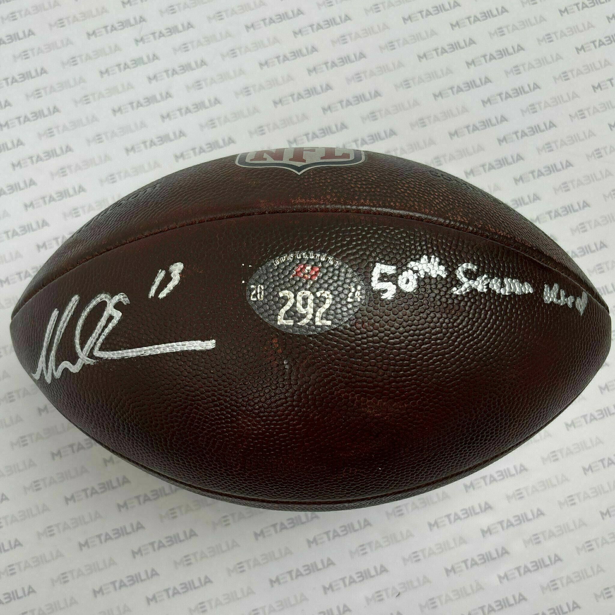 #13 Mike Evans Signed & Inscribed Season-Used Ball #292 2025 Season