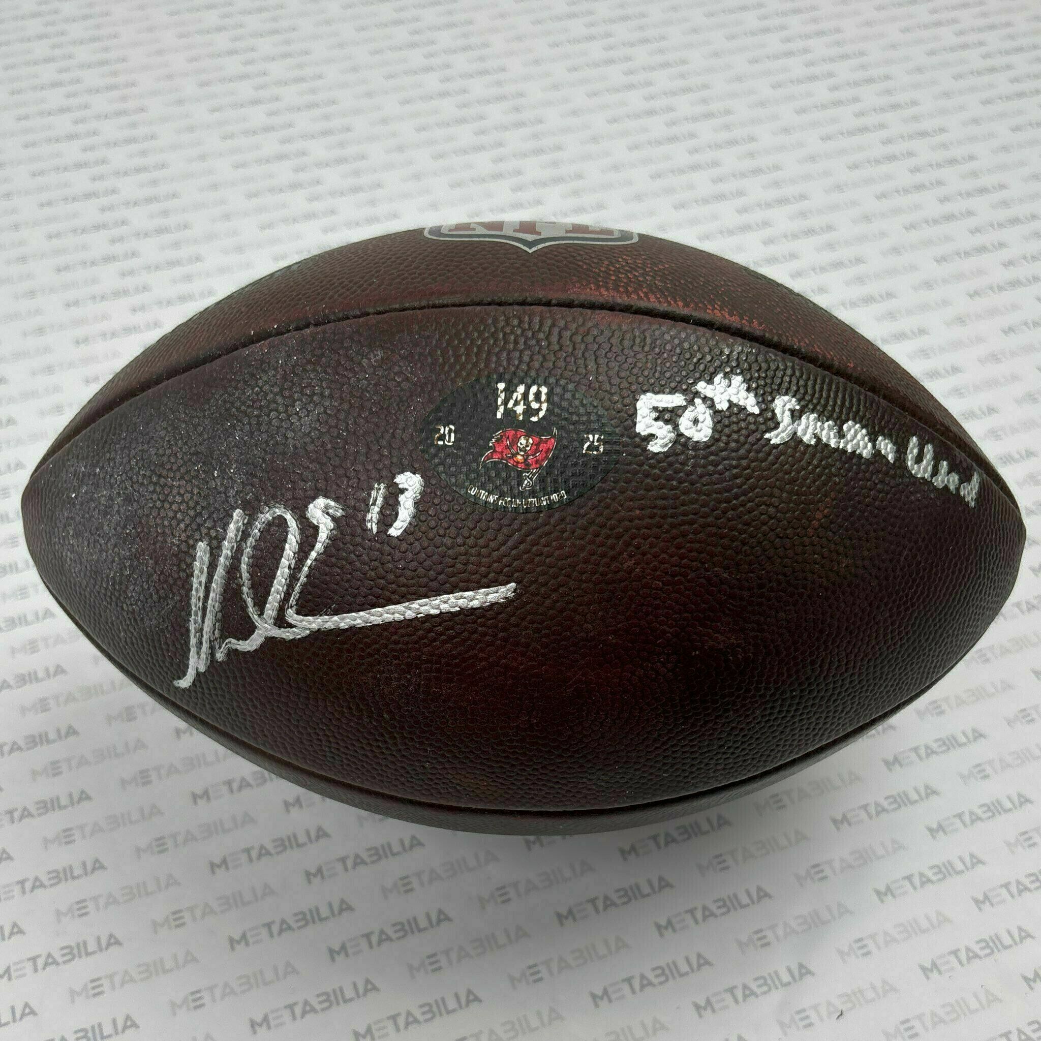 #13 Mike Evans Signed & Inscribed Practice-Used Ball #149 2025 Season
