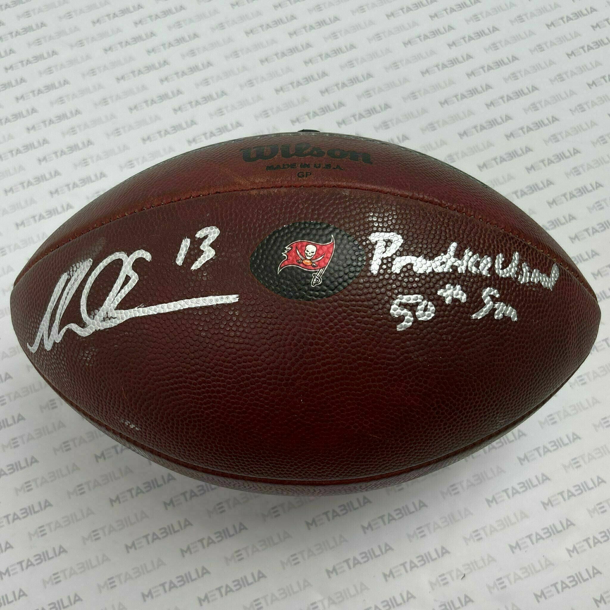 #13 Mike Evans Signed & Inscribed Practice-Used Ball 2025 Season