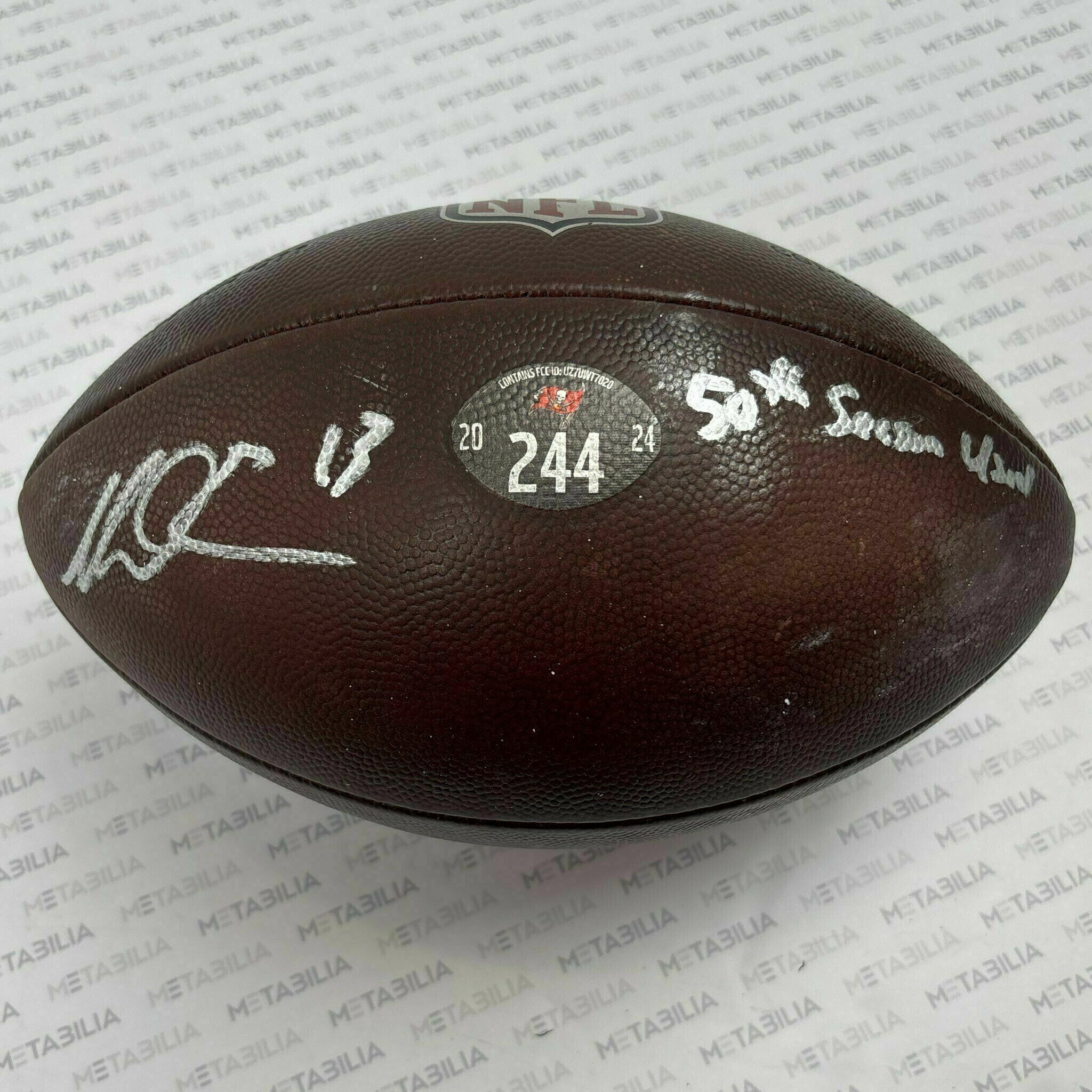 #13 Mike Evans Signed & Inscribed Season-Used Ball #244 2025 Season