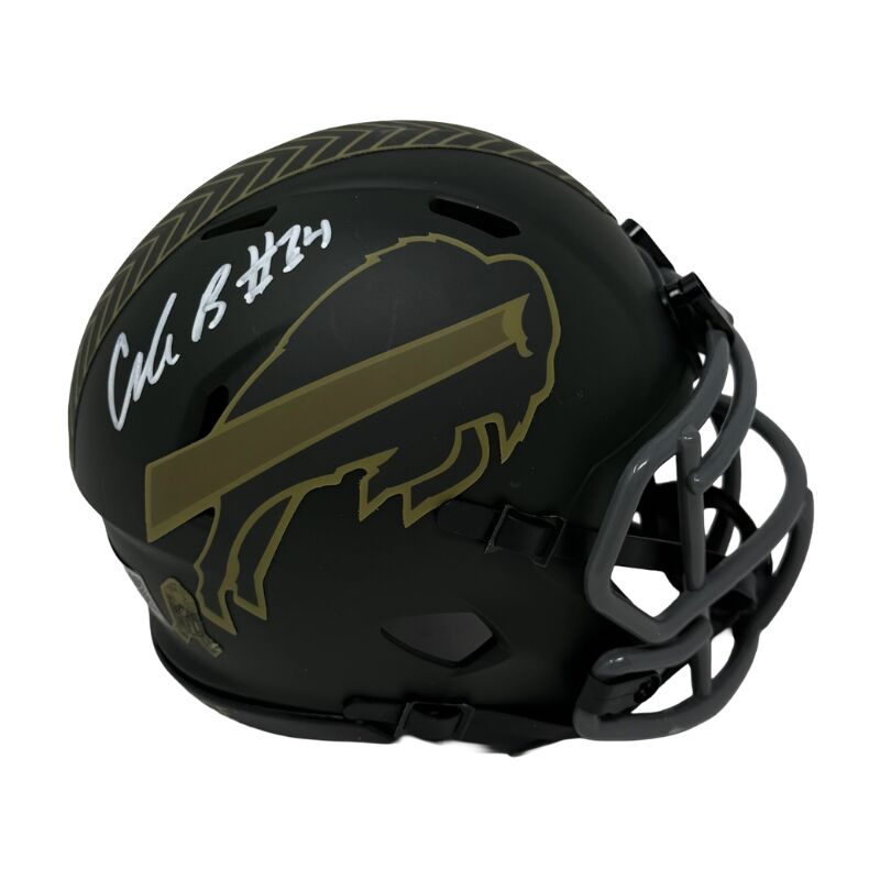 Cole Bishop Signed 2025 Salute to Service Speed Mini Helmet