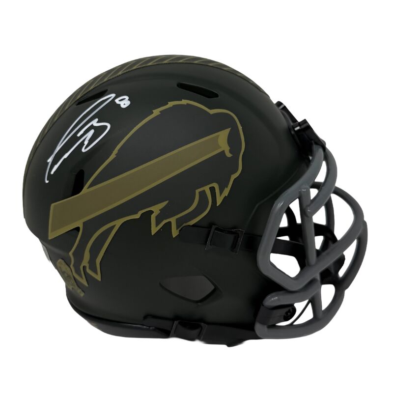 Terrel Bernard Signed 2025 Salute to Service Speed Mini Helmet