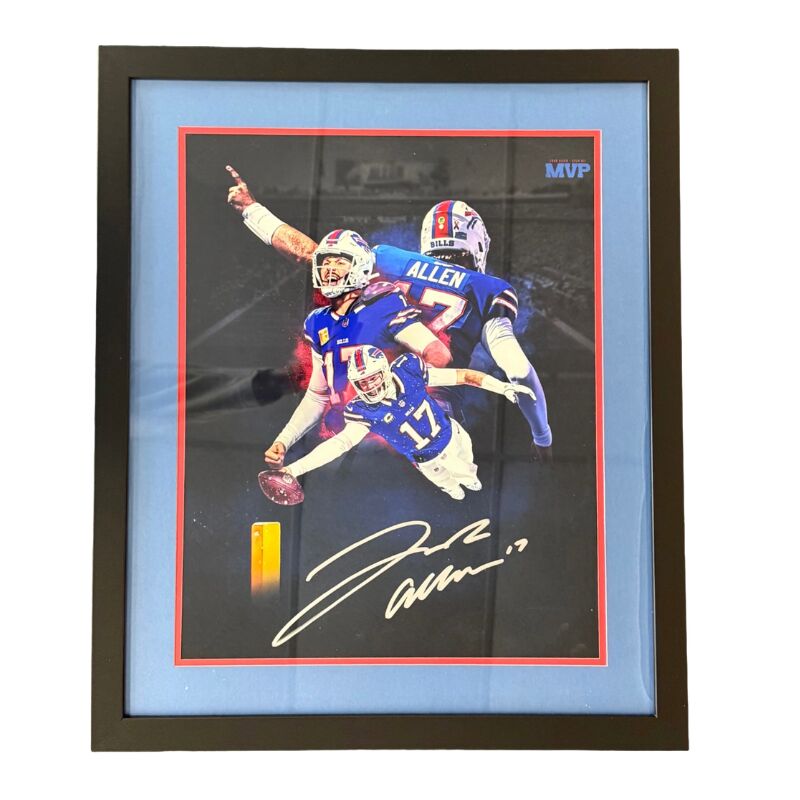 Josh Allen Signed MVP Color Burst Collage 16x20 Photo Professionally Framed