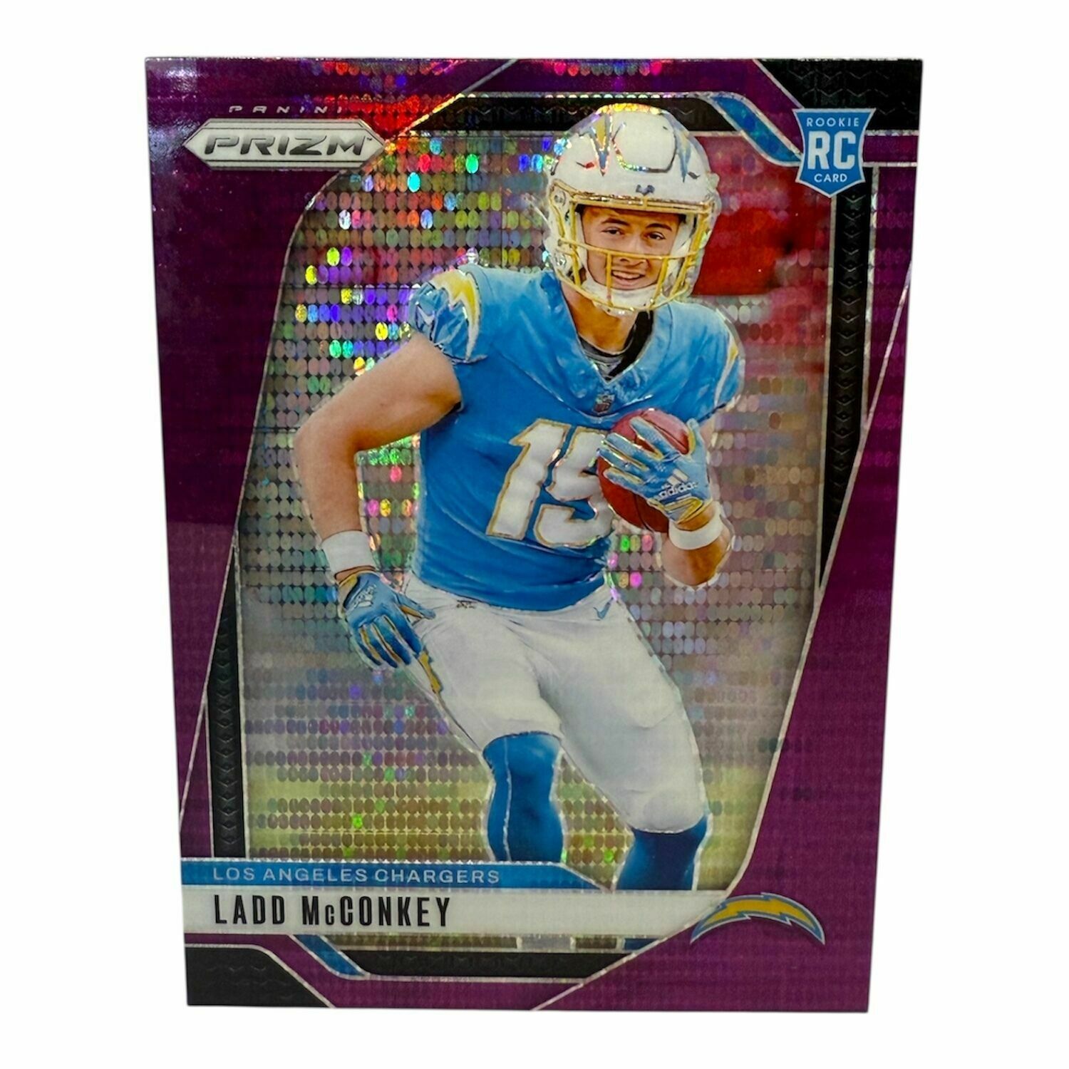 Ladd McConkey 2024 Panini Prizm Football Purple Prizm Rookie Trading Card