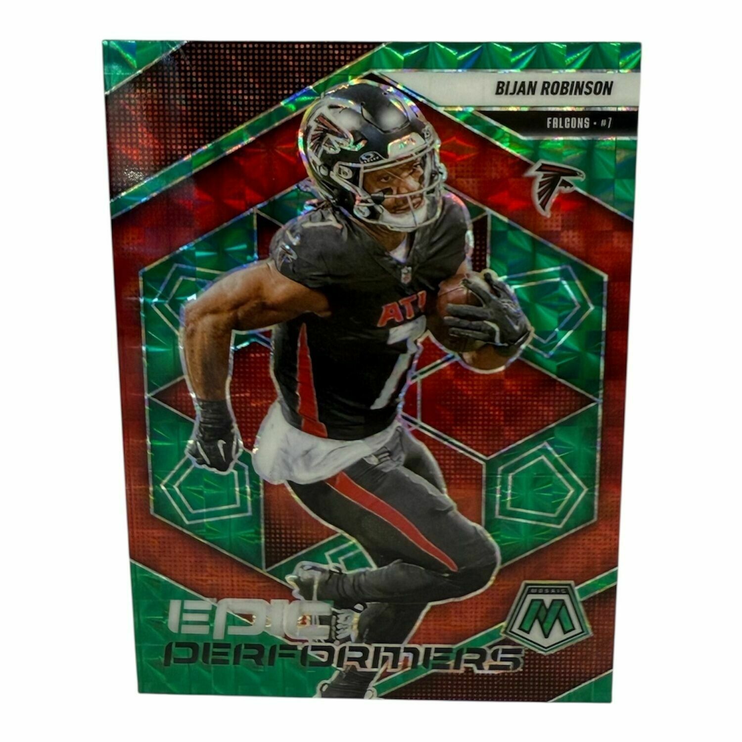 Bijan Robinson 2025 Panini Mosaic Green Prizm Epic Performers Trading Card