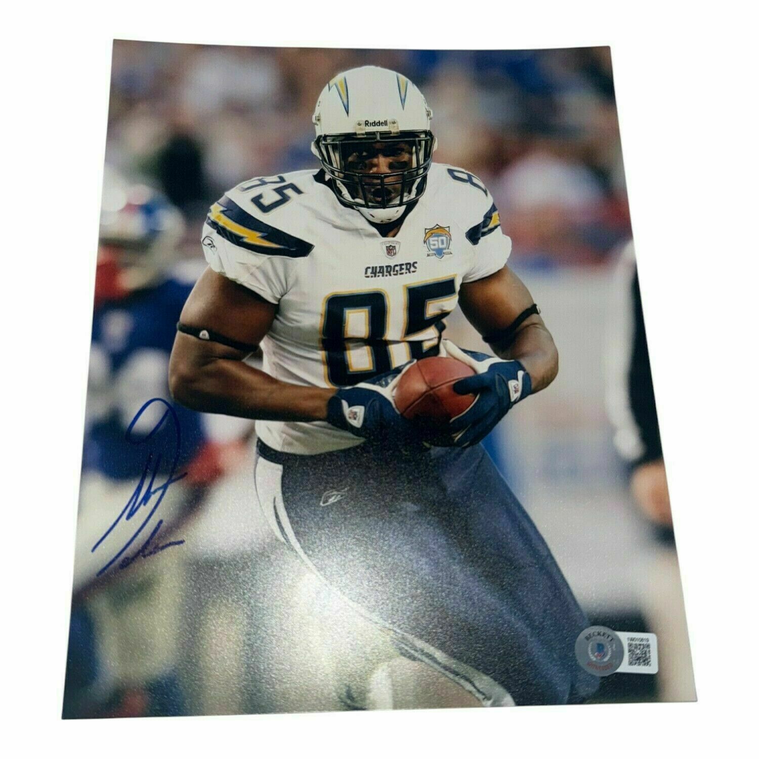 Antonio Gates Autographed Chargers 8x10 Photo Running in White Jersey - Beckett Authentic