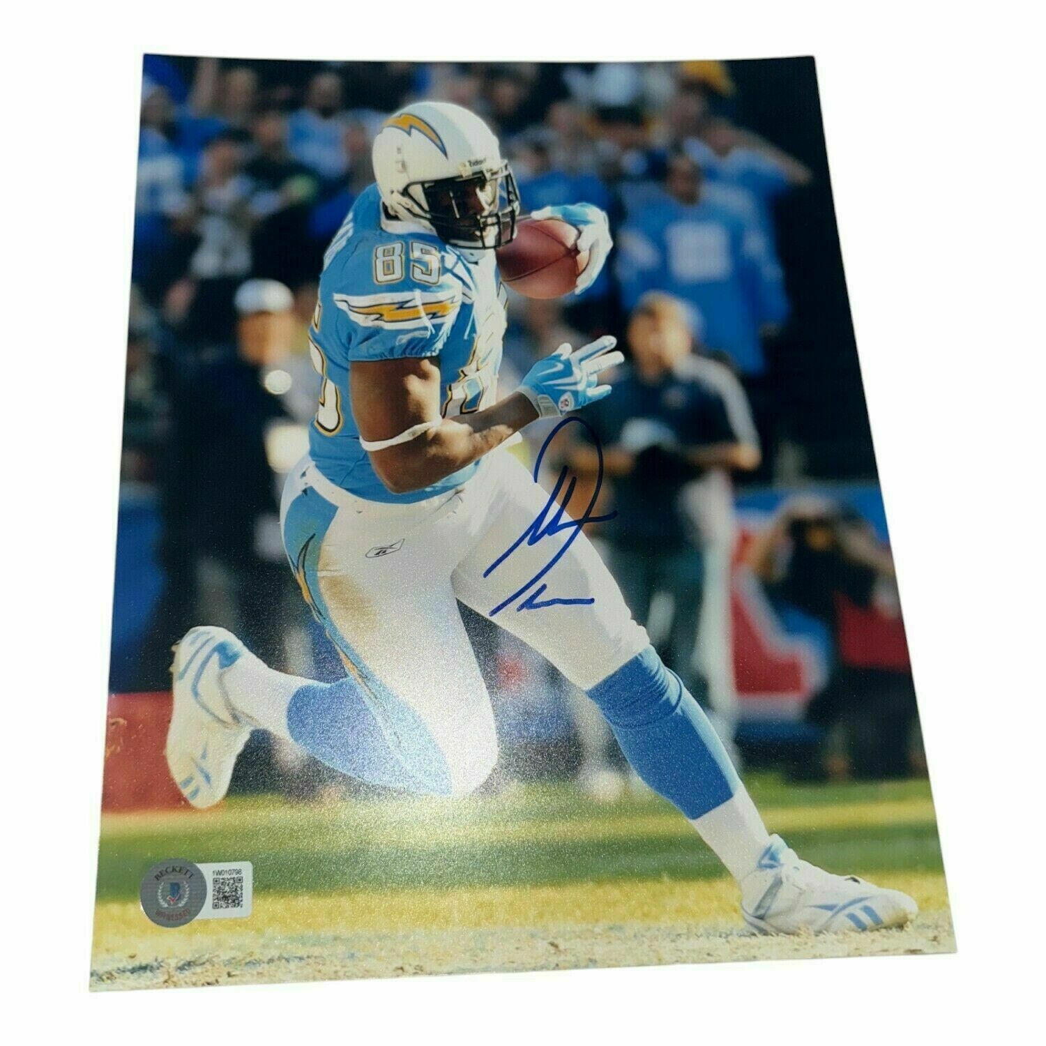 Antonio Gates Autographed Chargers 8x10 Photo Running in Powder Blue Jersey - Beckett Authentic