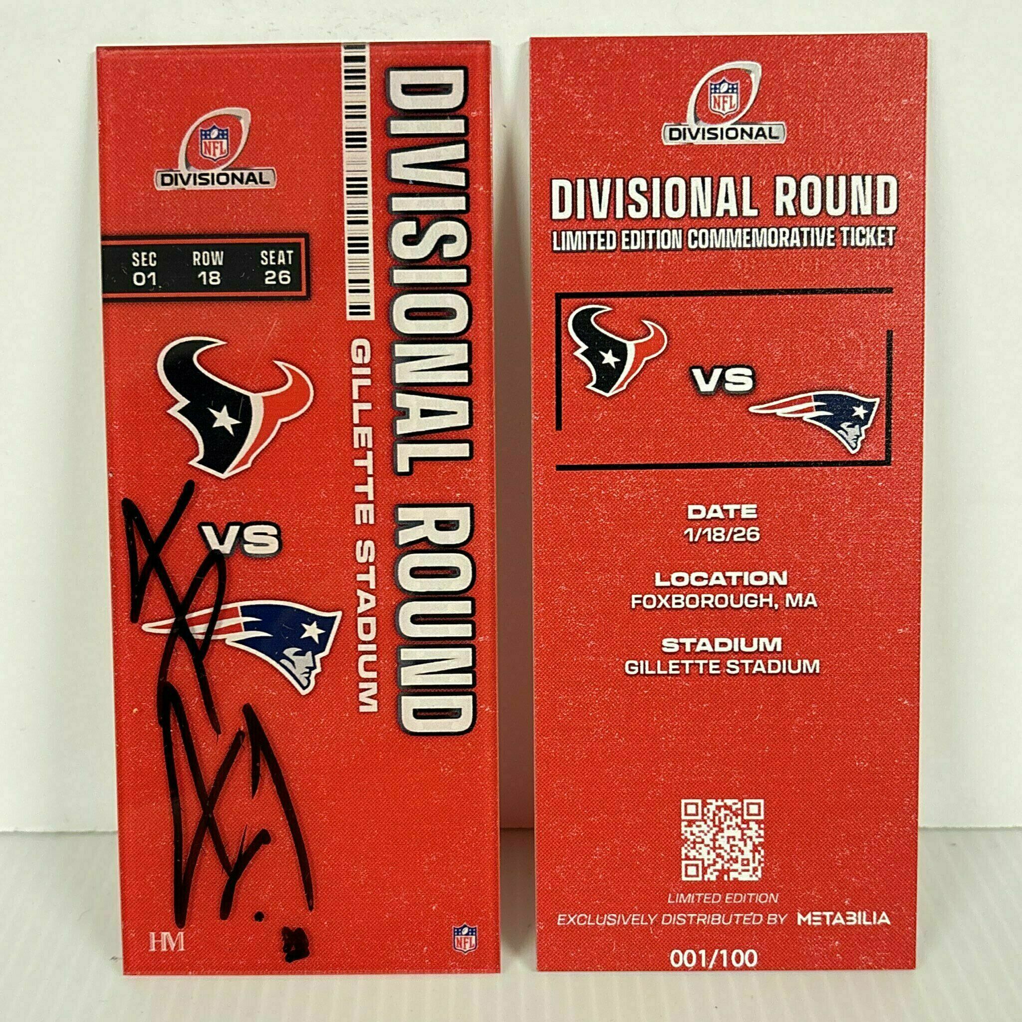 Henry To'oTo'o signed Commemorative Ticket - Divisional vs Patriots