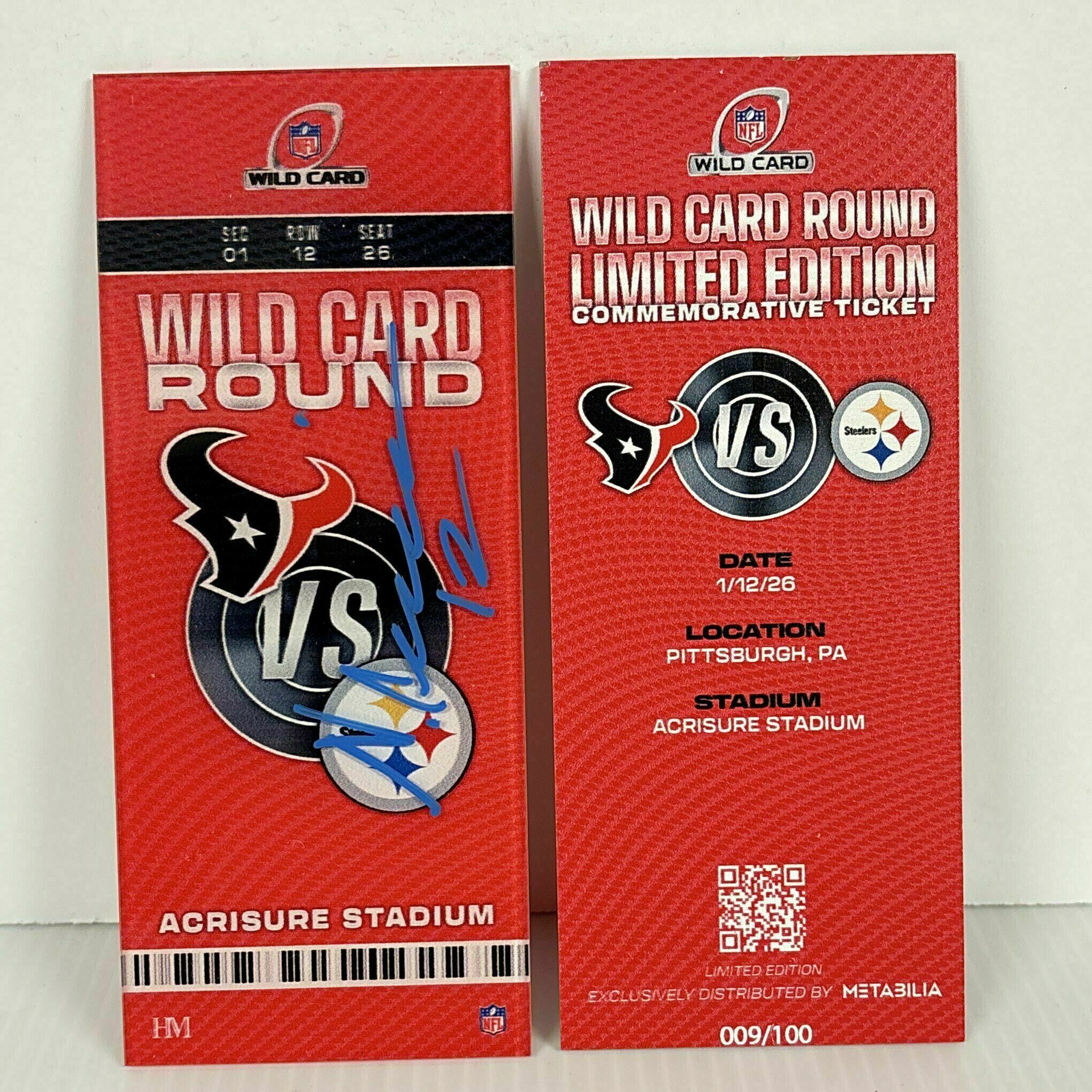 Nico Collins Signed Commemorative Ticket - Wild Card vs Steelers
