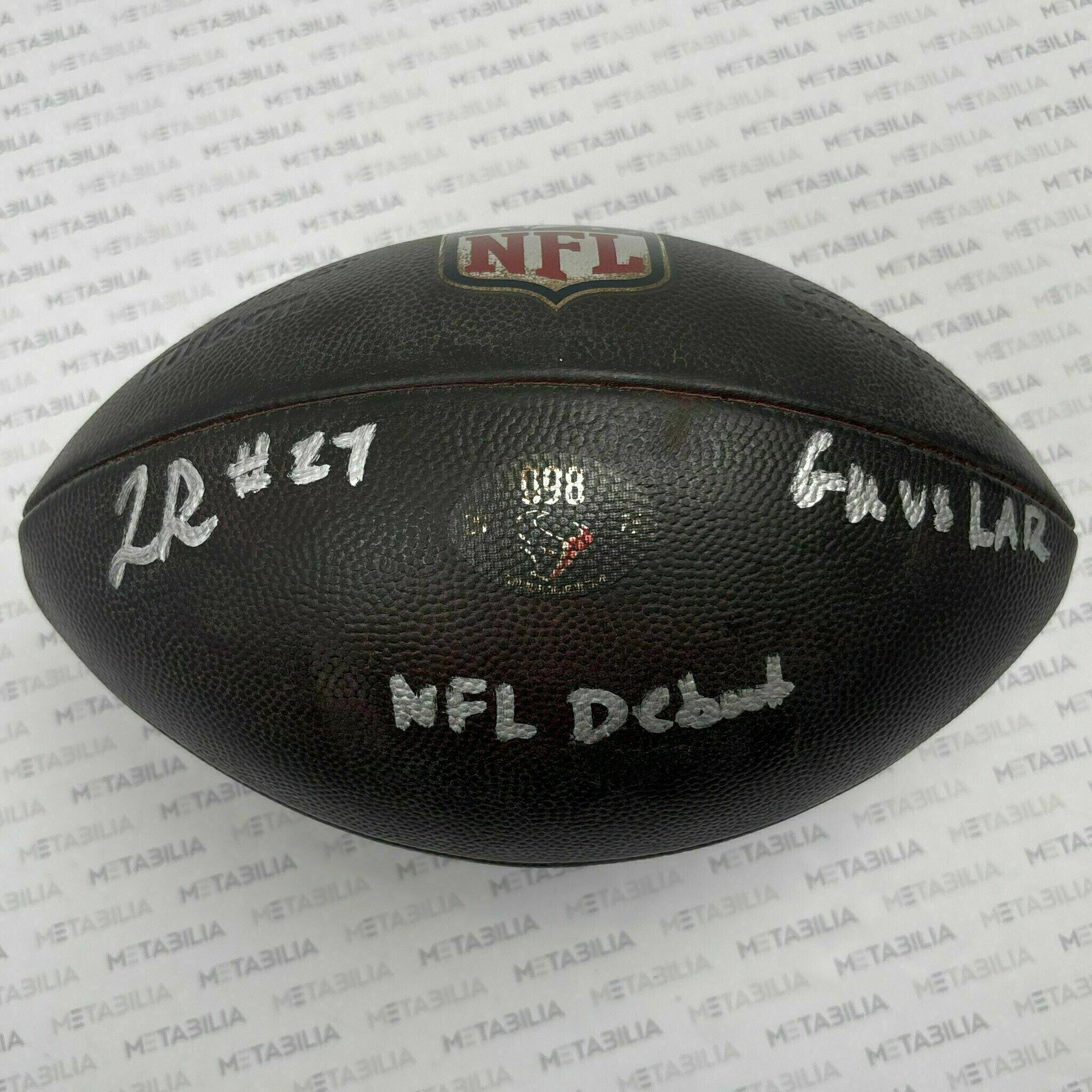#27 Woody Marks Signed & Inscribed Game-Used Ball #098 vs Rams