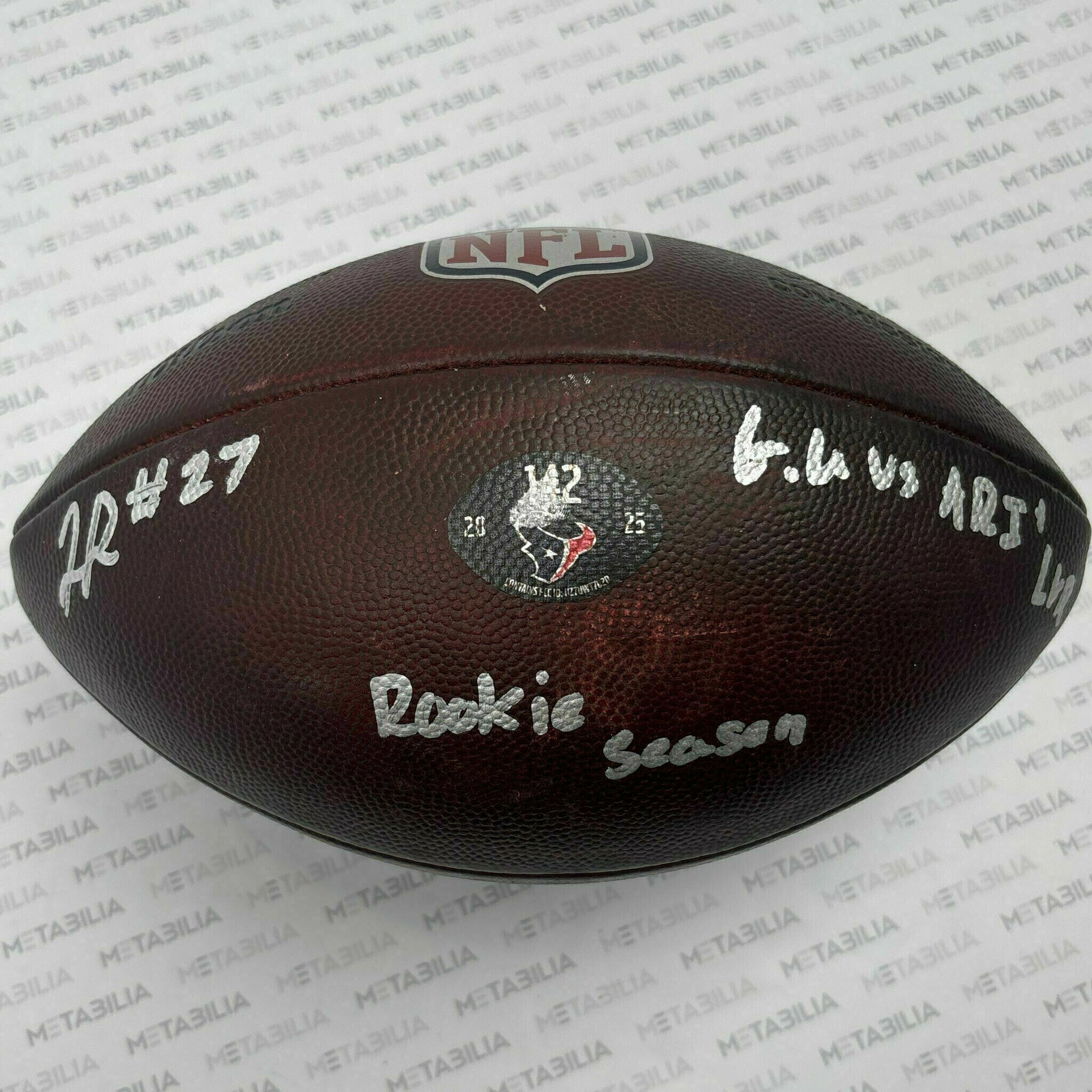 #27 Woody Marks Signed & Inscribed Game-Used Ball #142 vs LV & ARI