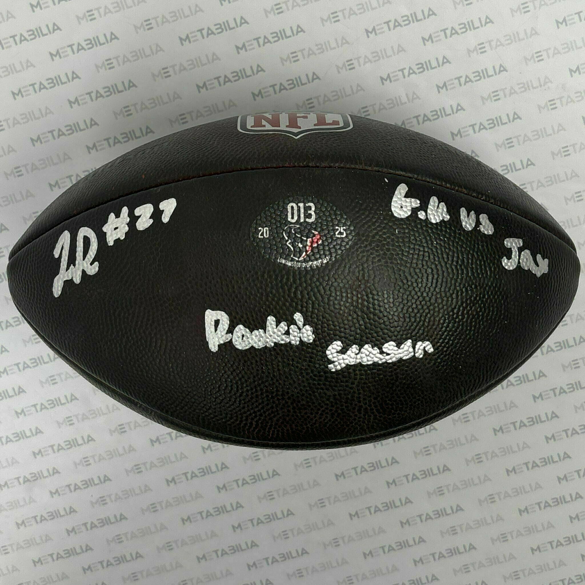 #27 Woody Marks Signed & Inscribed Game-Used Ball #013 vs JAX