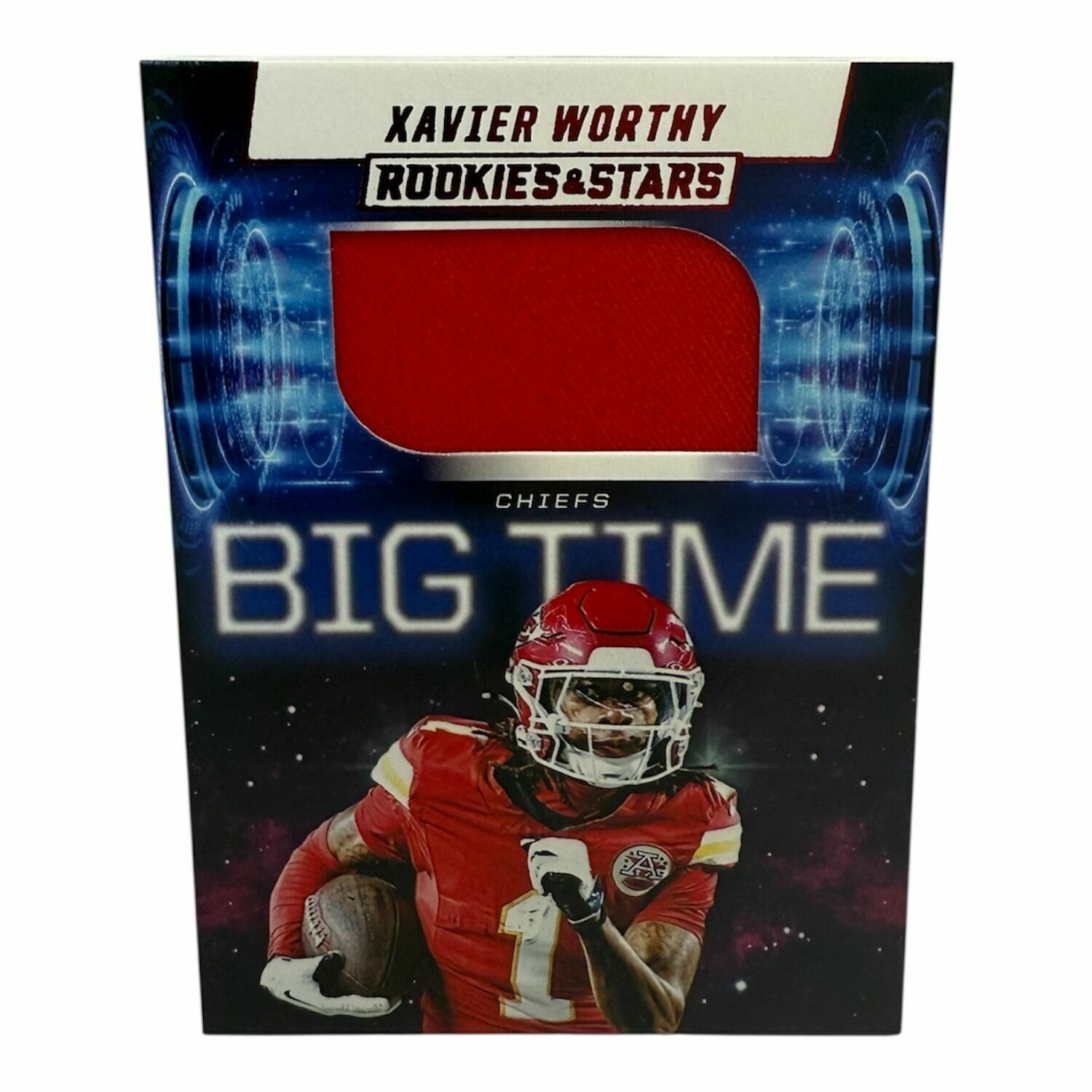 Xavier Worthy 2025 Panini Big Time Rookies and Stars Football Relic Trading Card