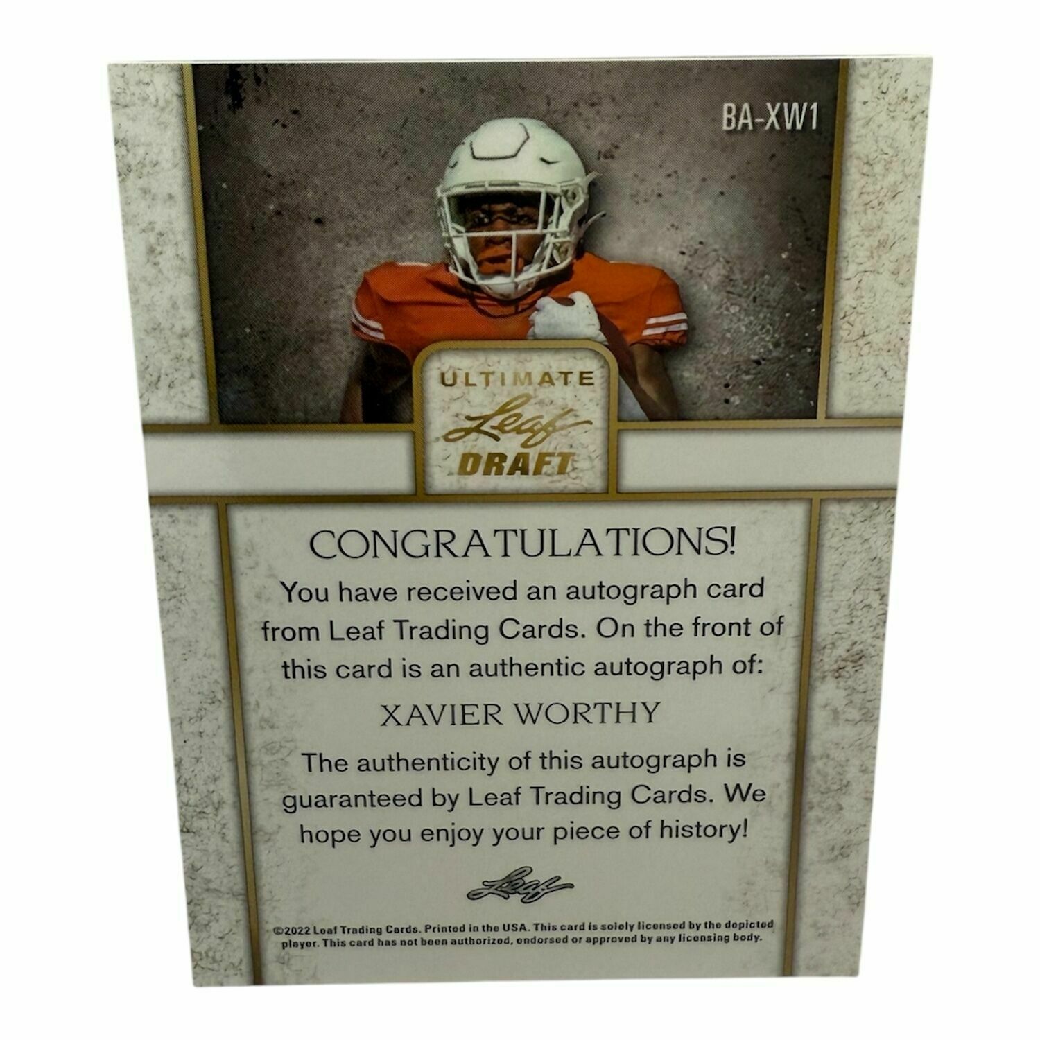 Xavier Worthy 2022 Leaf Ultimate Draft Autograph Trading Card \99