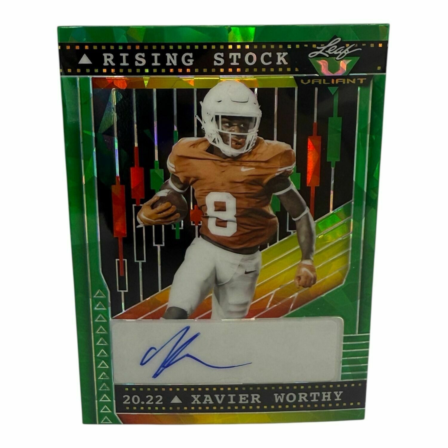 Xavier Worthy 2022 Leaf Valiant Rising Stock Autograph Trading Card /30