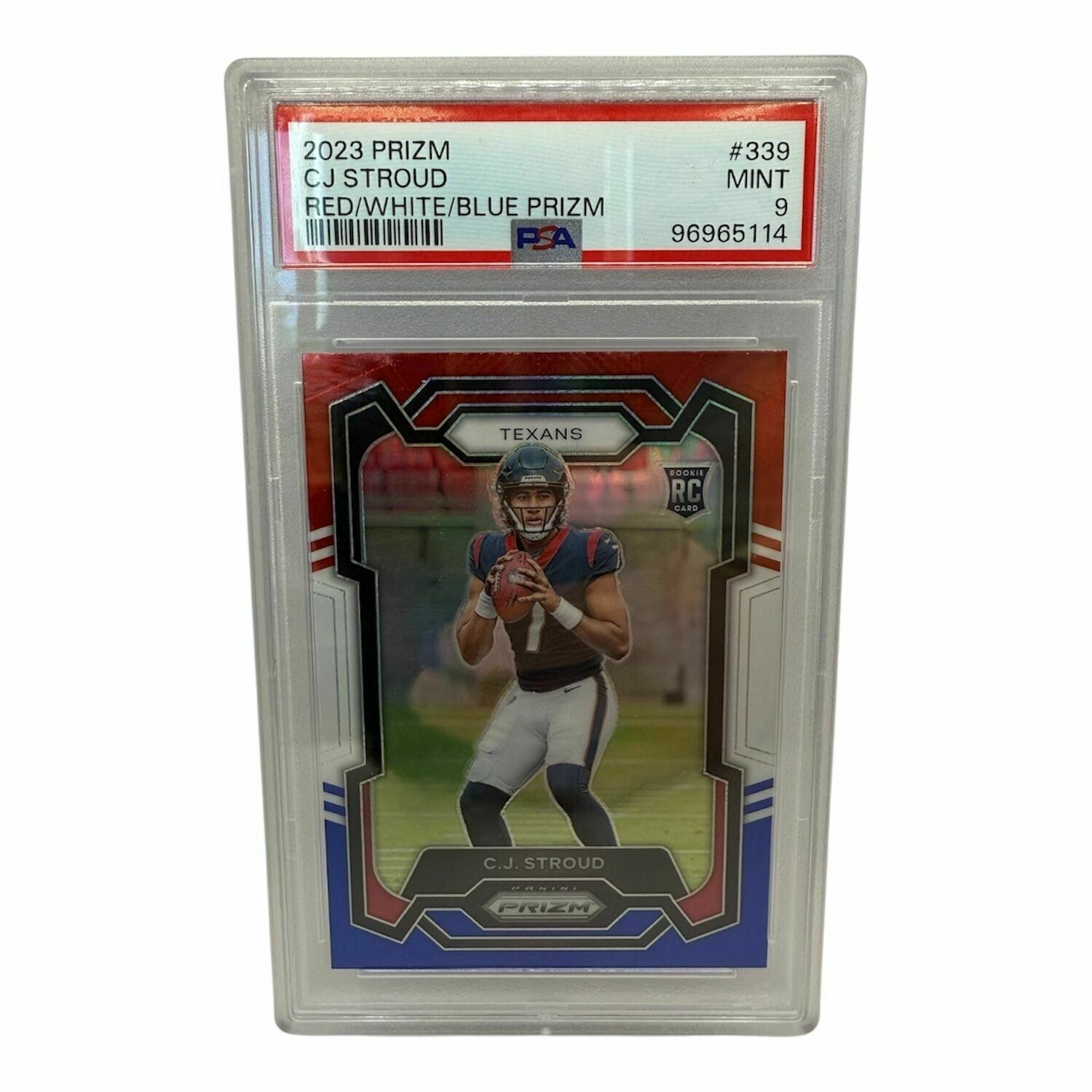 CJ Stroud 2023 Panini Red/White and Blue Prizm Rookie Trading Card MT 9 - PSA