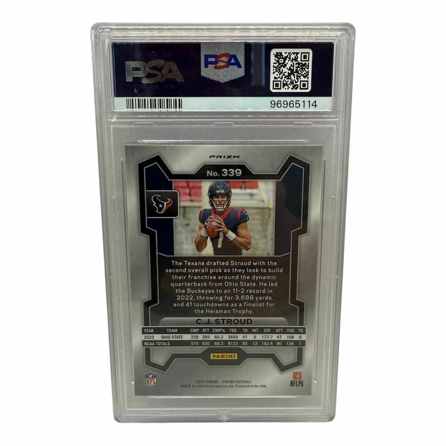 CJ Stroud 2023 Panini Red/White and Blue Prizm Rookie Trading Card MT 9 - PSA