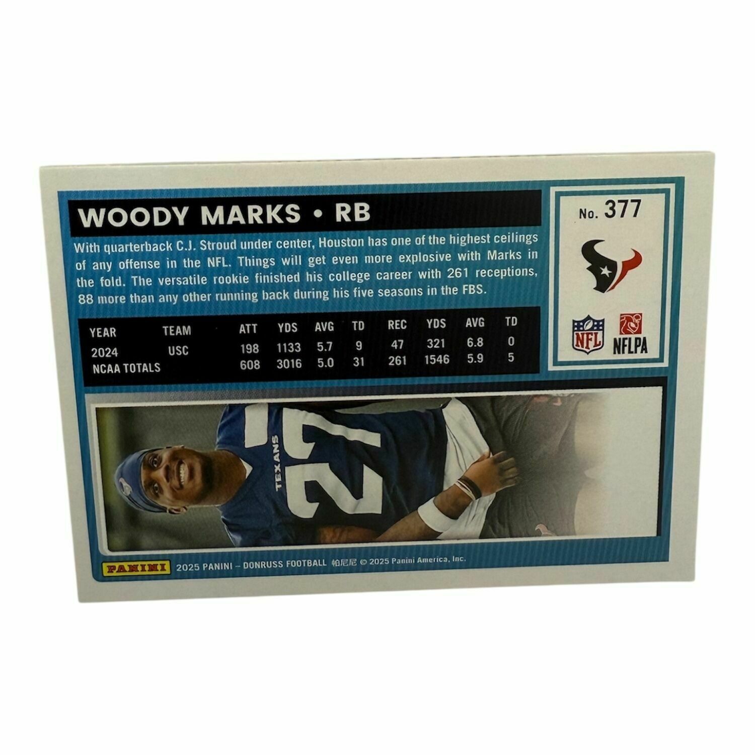 Woody Marks 2025 Panini Donruss Rated Rookie Football Trading Card