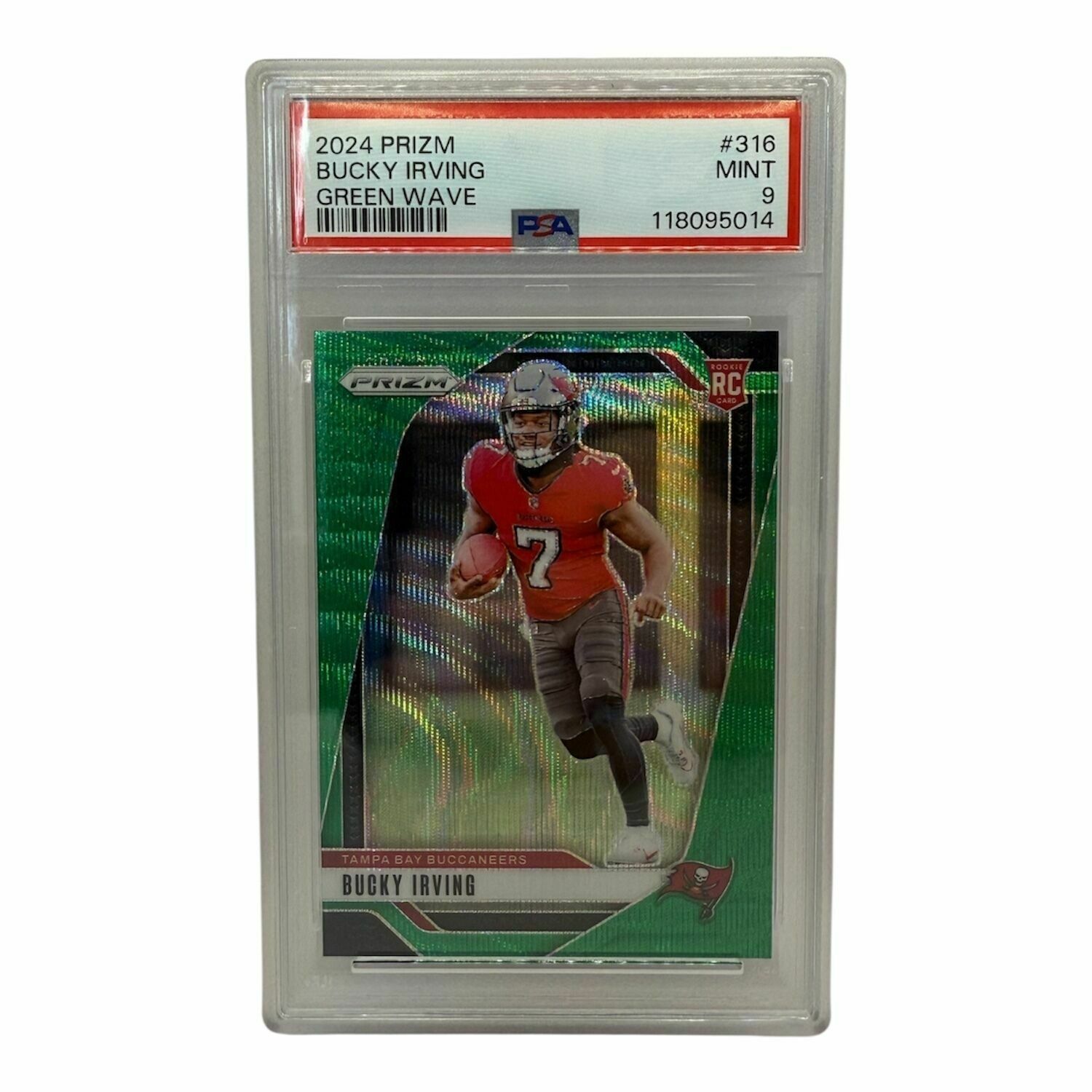 Bucky Irving 2024 Panini Green Wave Prizm Football Rookie Trading Card - PSA Grade 9 Mint