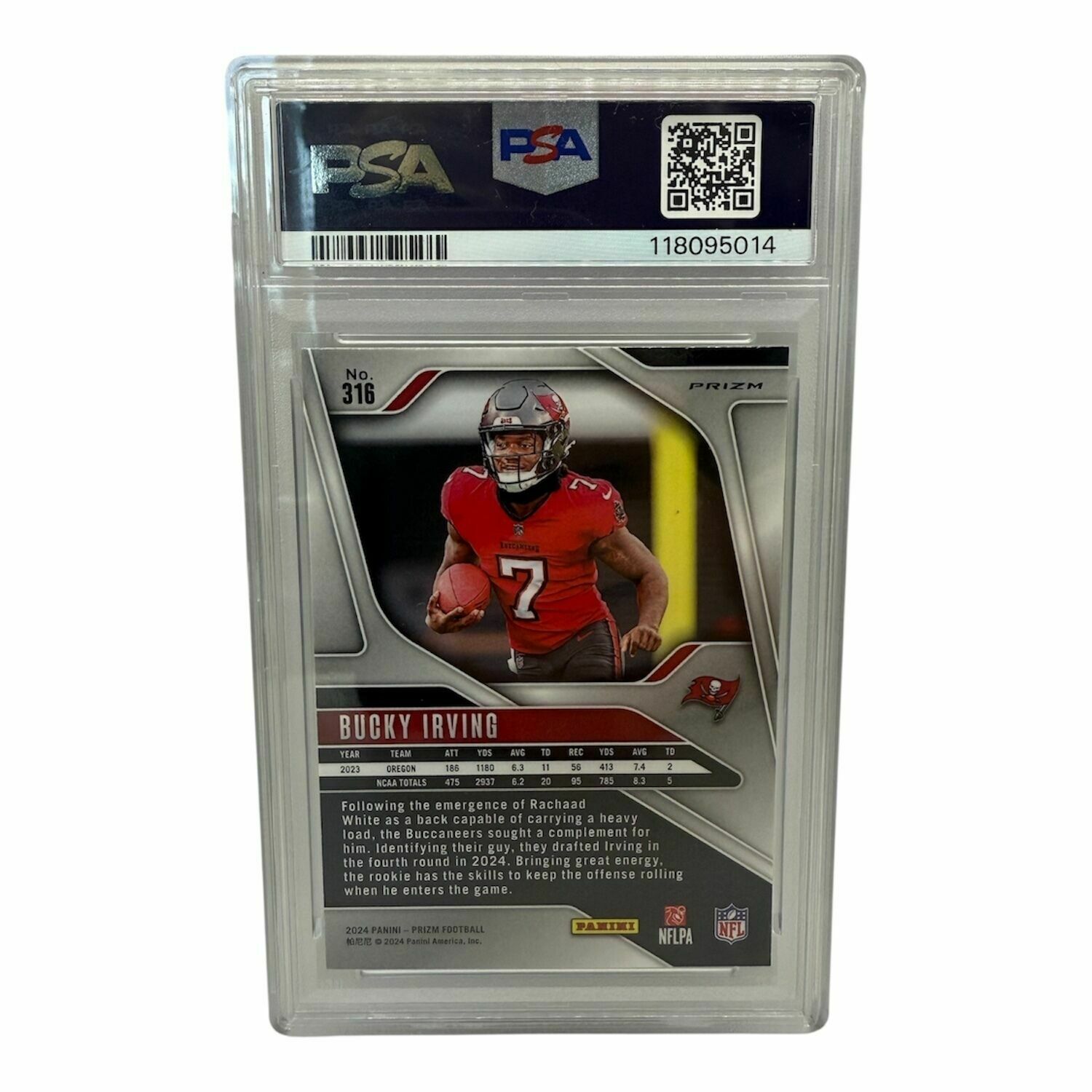 Bucky Irving 2024 Panini Green Wave Prizm Football Rookie Trading Card - PSA Grade 9 Mint